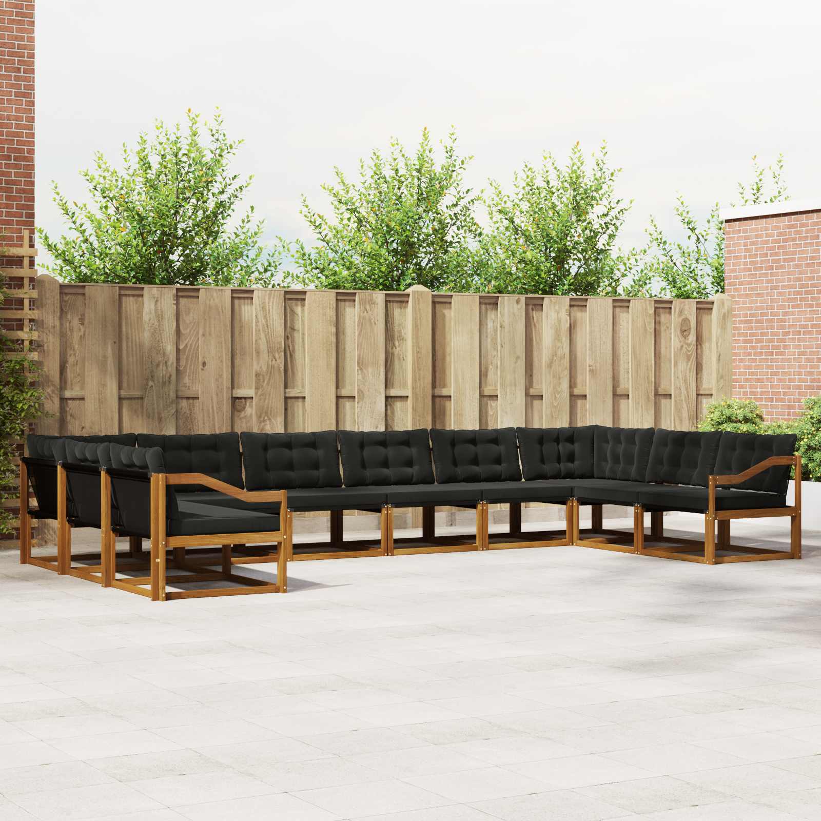 Set vanjskih sofa s jastukom 10 pcs Prirodna i crna