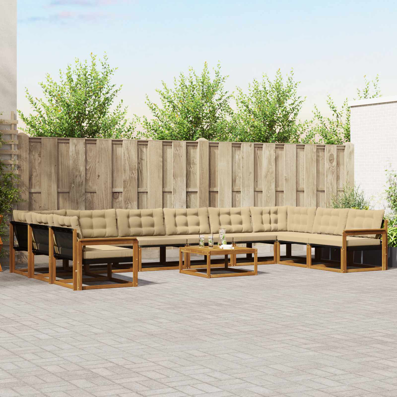 Set vanjskih sofa s jastukom 11 pcs Prirodna i bež