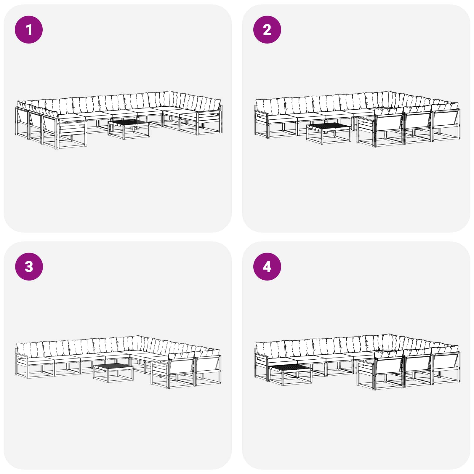 Set vanjskih sofa s jastukom 11 pcs Prirodna i bež