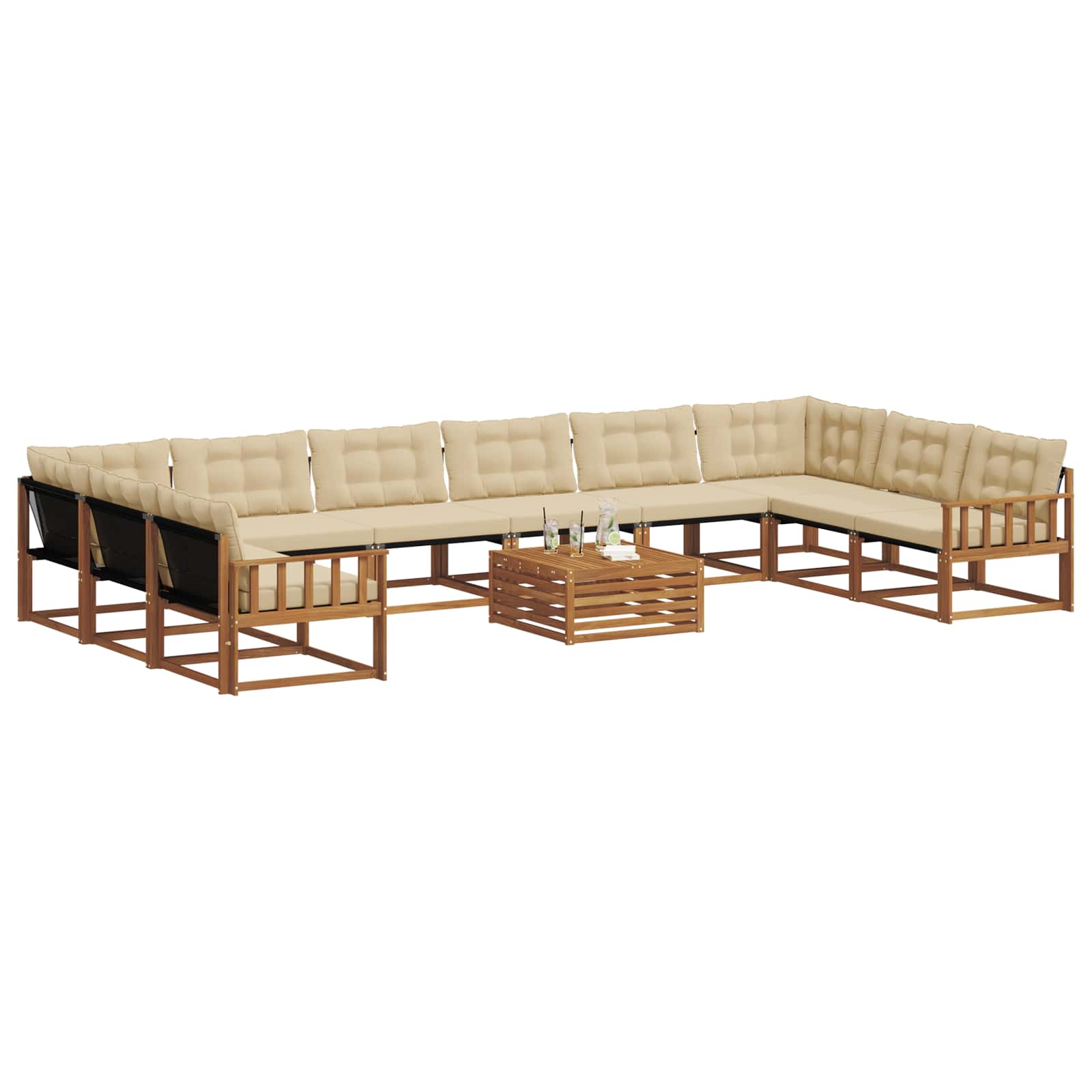 Set vanjskih sofa s jastukom 11 pcs Prirodna i bež