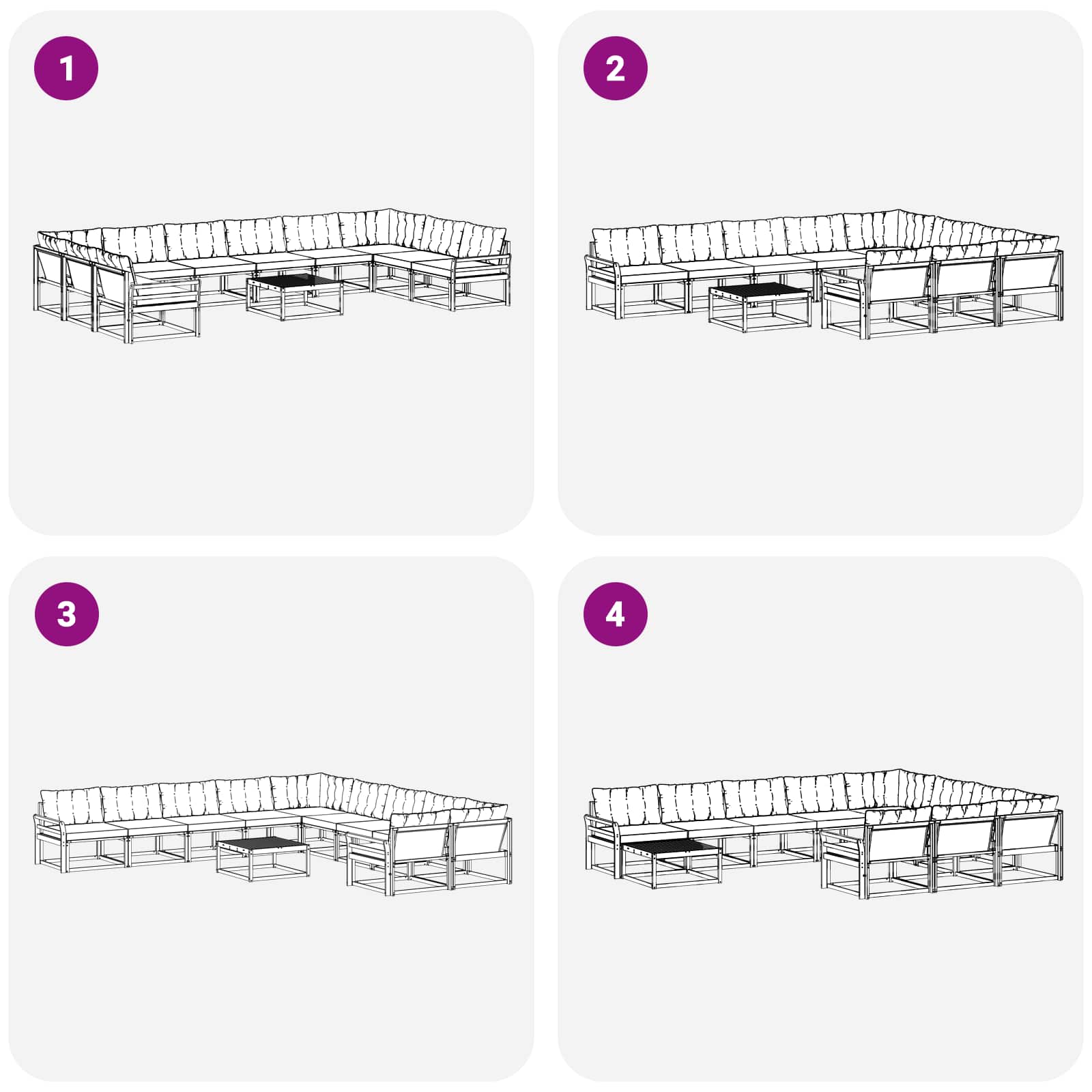 Set vanjskih sofa s jastukom 11 pcs Prirodna i svijetlo siva