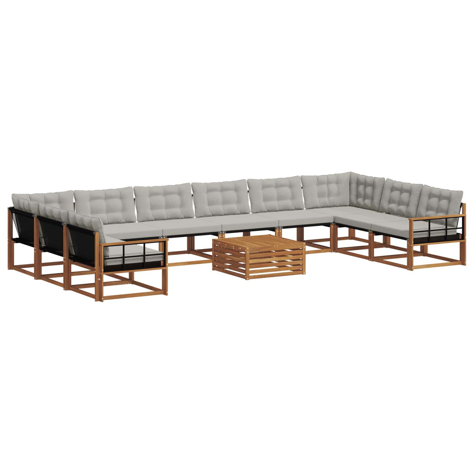 Set vanjskih sofa s jastukom 11 pcs Prirodna i svijetlo siva