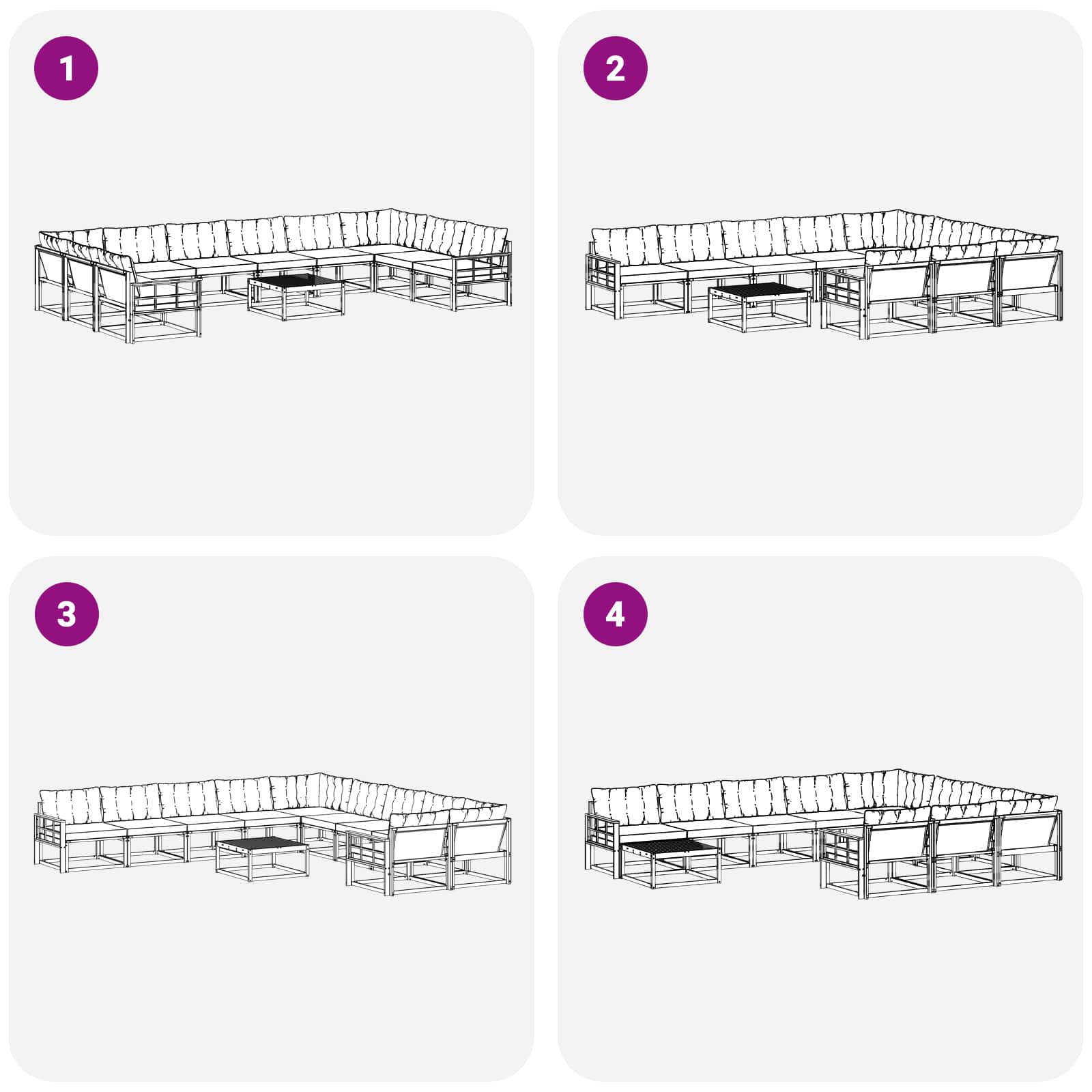 Set vanjskih sofa s jastukom 11 pcs Prirodna i bež