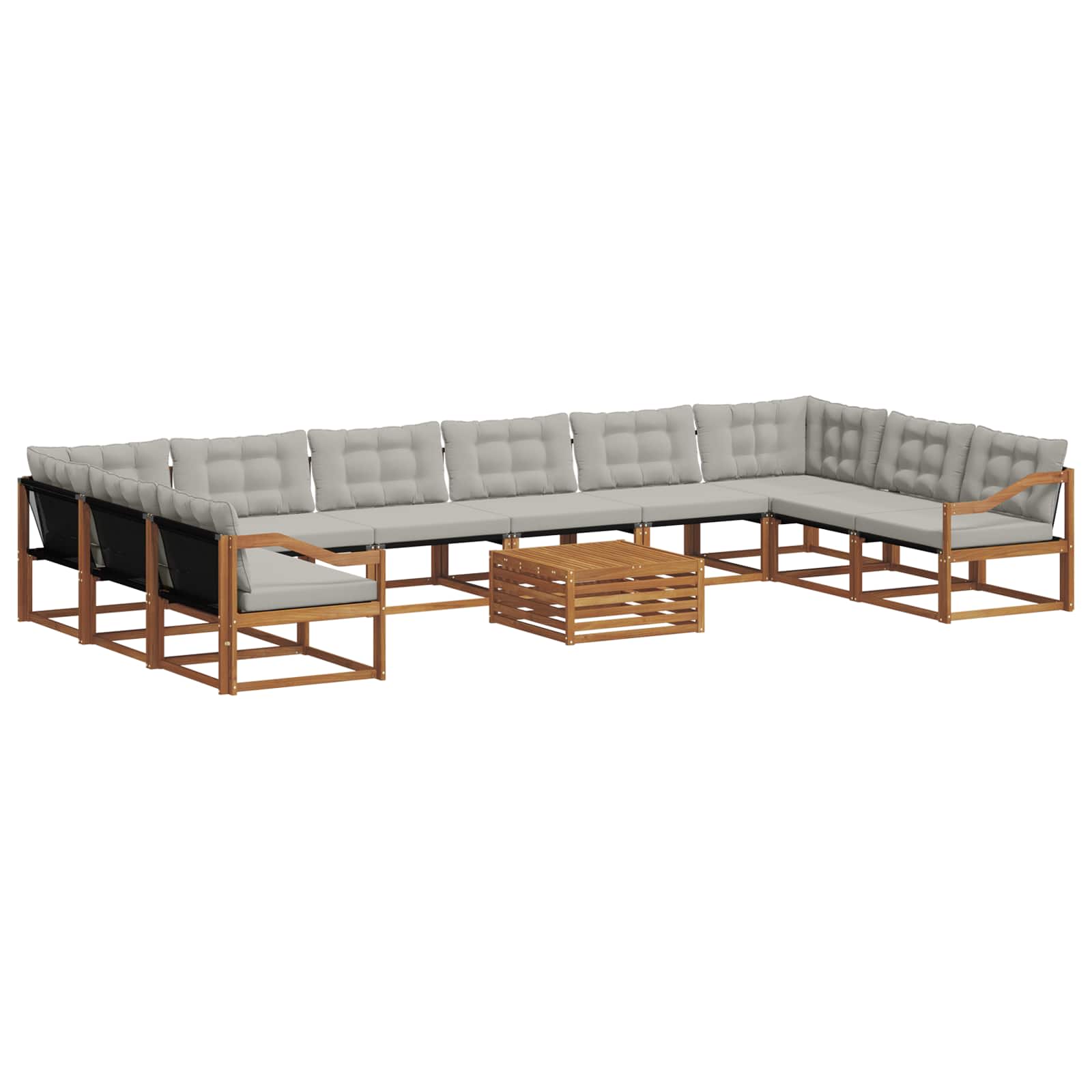 Set vanjskih sofa s jastukom 11 pcs Prirodna i svijetlo siva