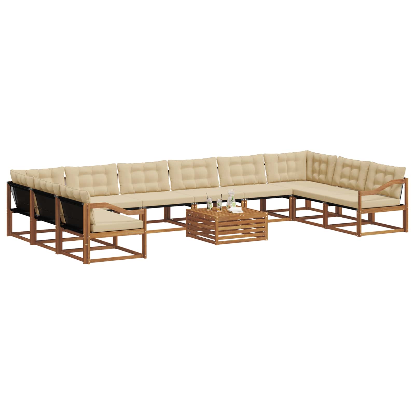 Set vanjskih sofa s jastukom 11 pcs Prirodna i bež