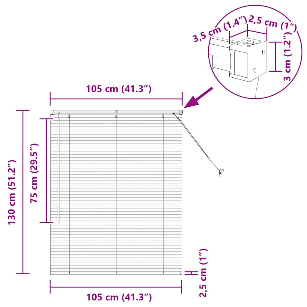Venecijanski zastore Tamno siva 130 x 105 cm Aluminij