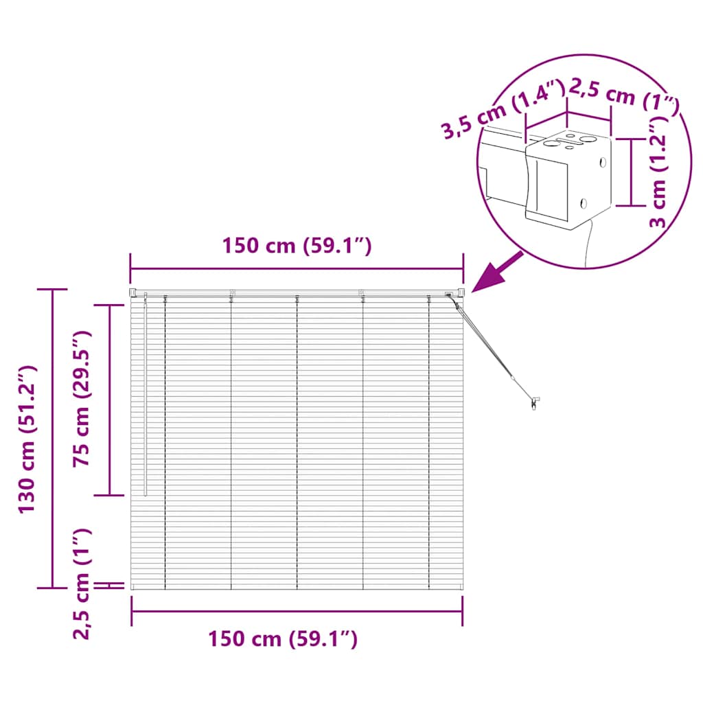 Venecijanski zastore Tamno siva 130 x 150 cm Aluminij