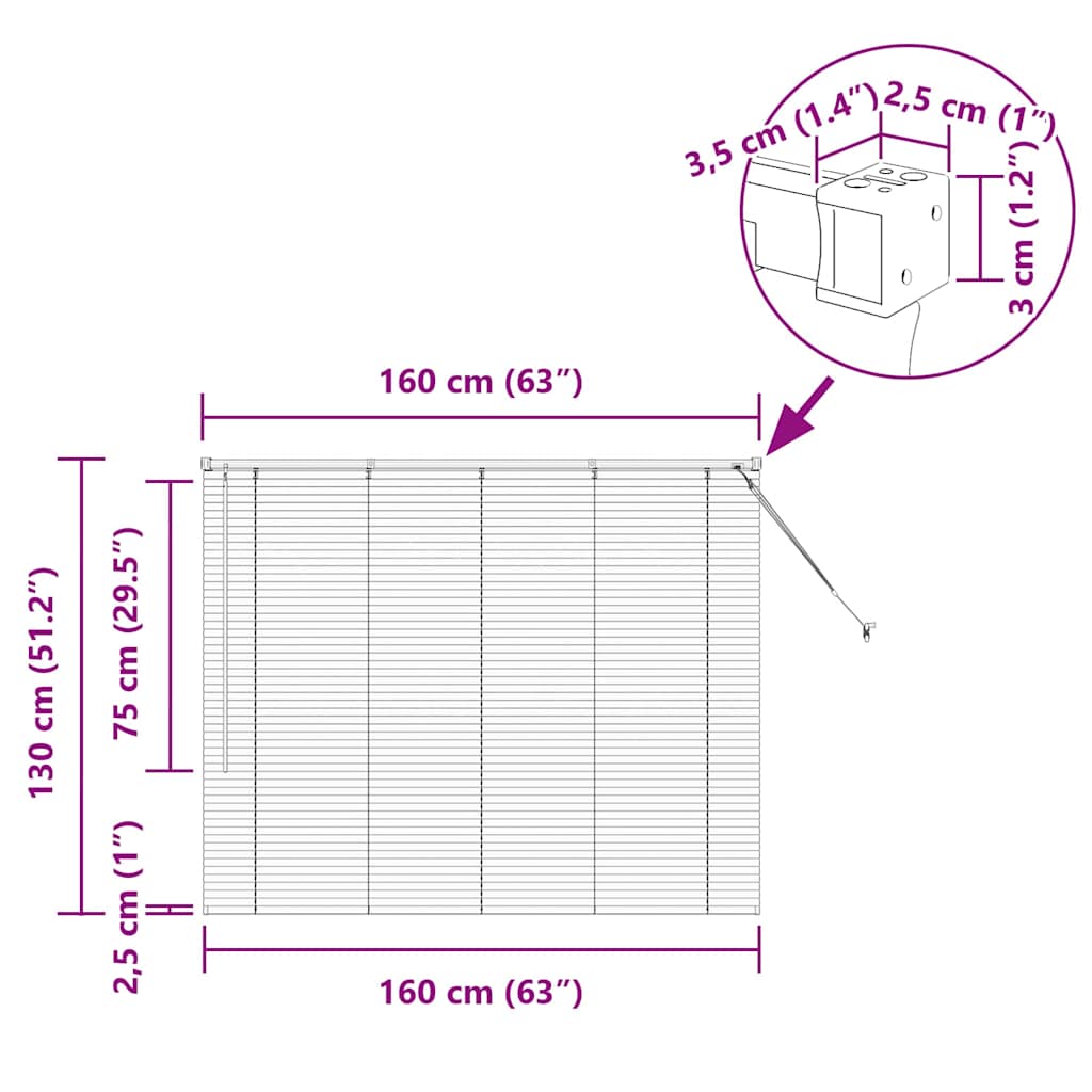 Venecijanski zastore Tamno siva 130 x 160 cm Aluminij