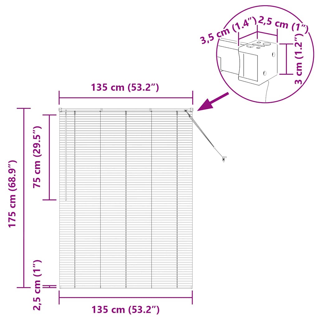 Venecijanski zastore Tamno siva 175 x 135 cm Aluminij