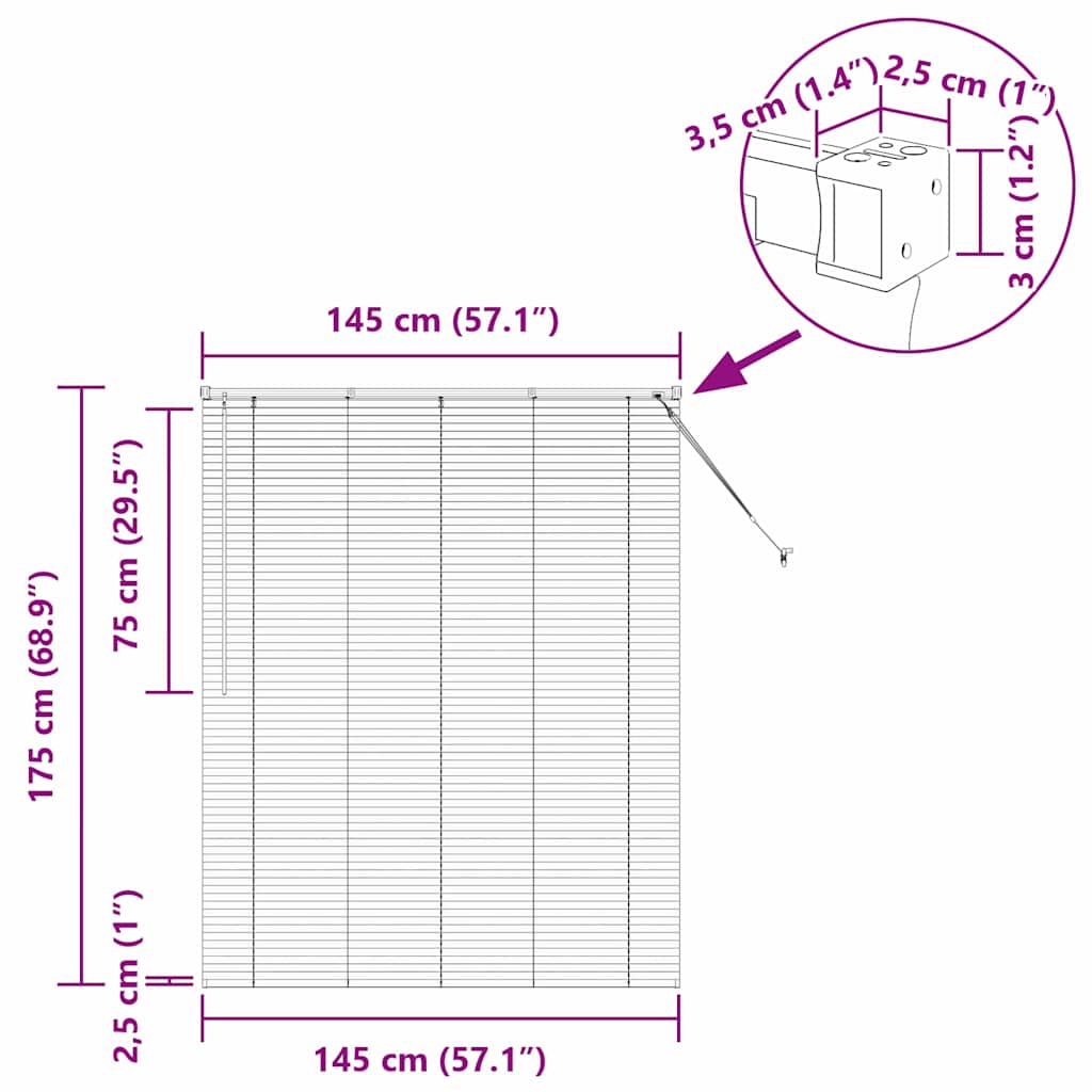 Venecijanski zastore Tamno siva 175 x 145 cm Aluminij