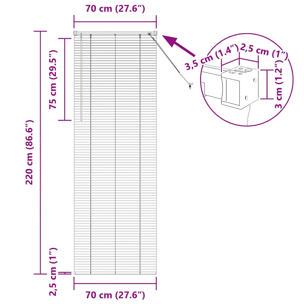 Venecijanski zastore Tamno siva 220 x 70 cm Aluminij