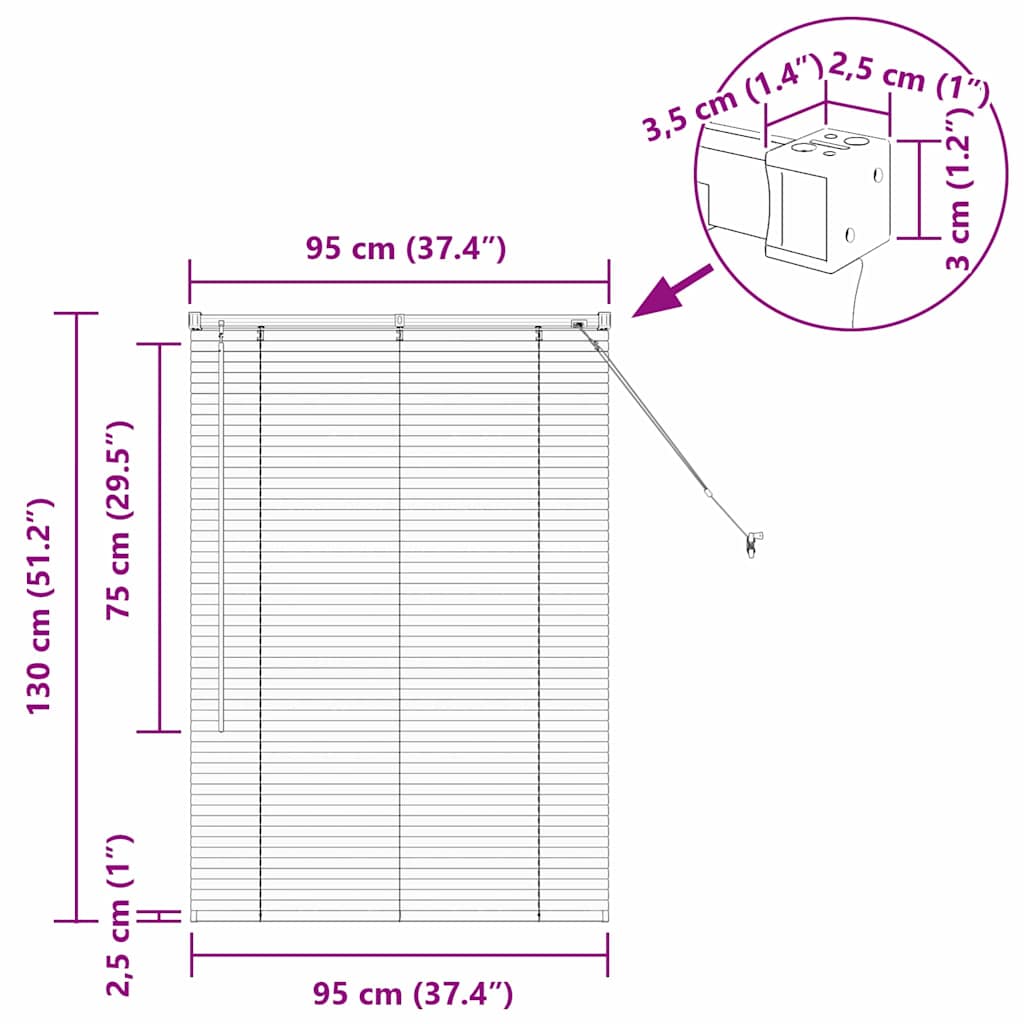 Venecijanski zastore Crna 130 x 95 cm Aluminij