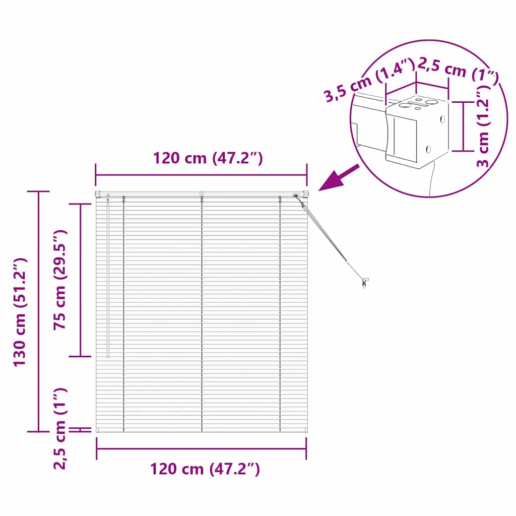 Venecijanski zastore Crna 130 x 120 cm Aluminij