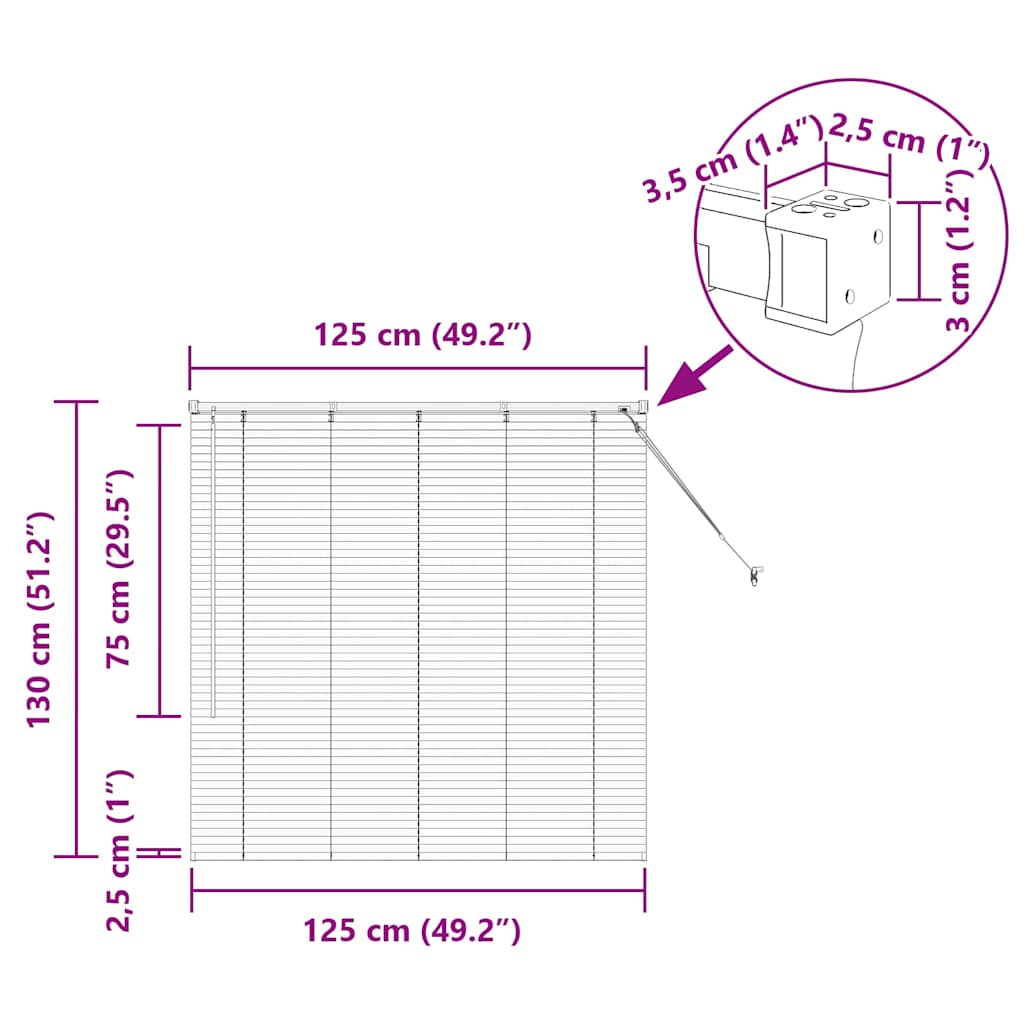 Venecijanski zastore Crna 130 x 125 cm Aluminij