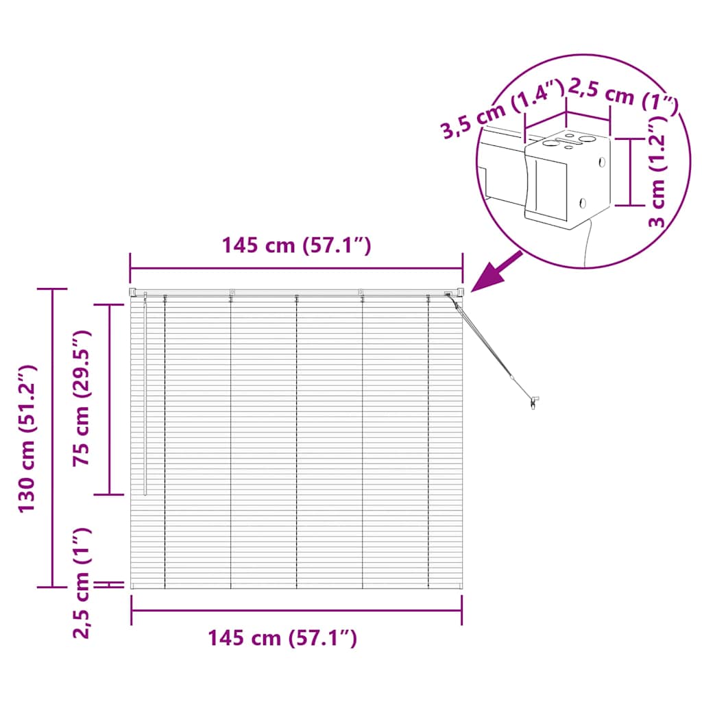 Venecijanski zastore Crna 130 x 145 cm Aluminij