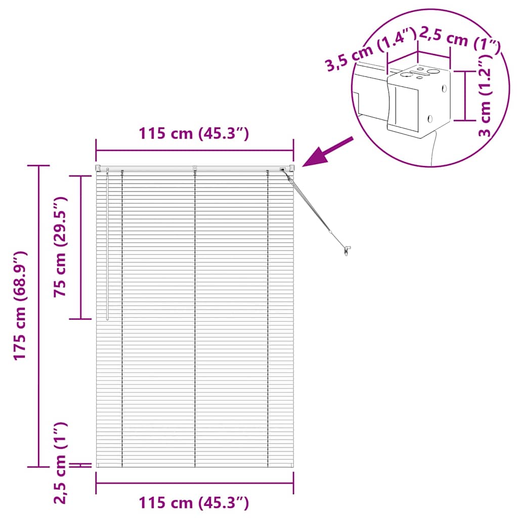 Venecijanski zastore Crna 175 x 115 cm Aluminij