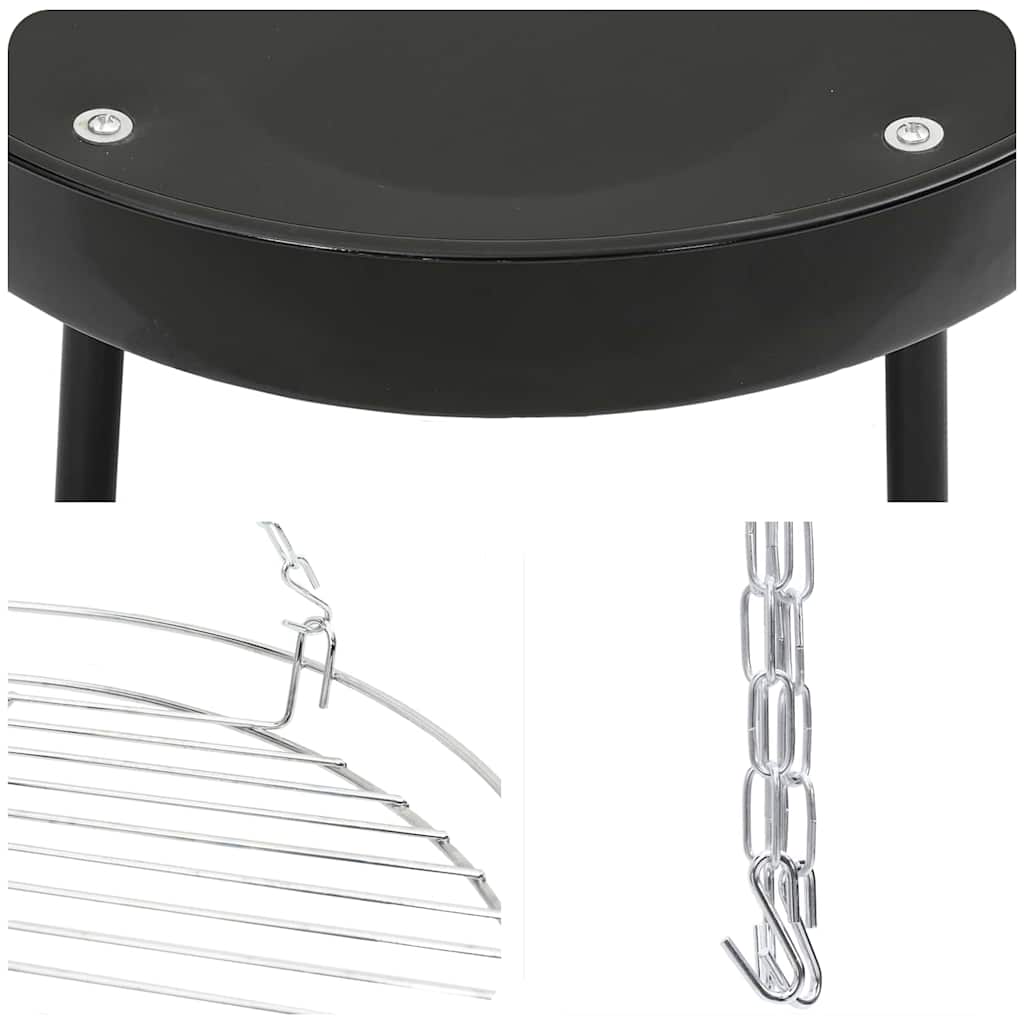 Tripod za logorsku vatru 3 pcs Crna Čelik