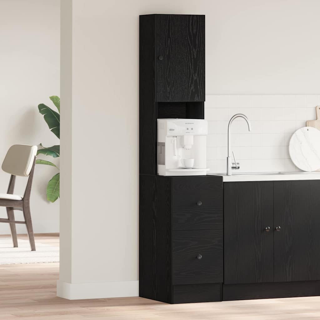 Kuhinjski bufet s ladicama Crni hrast 32 x 50 x 180 cm
