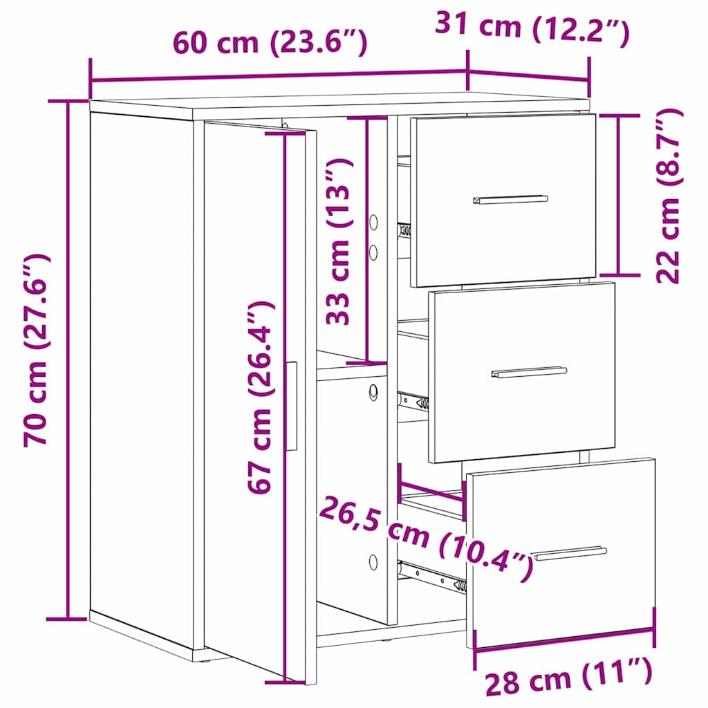 Kreveta s ladicama Crni hrast 60 x 31 x 70 cm Konstruirano drvo