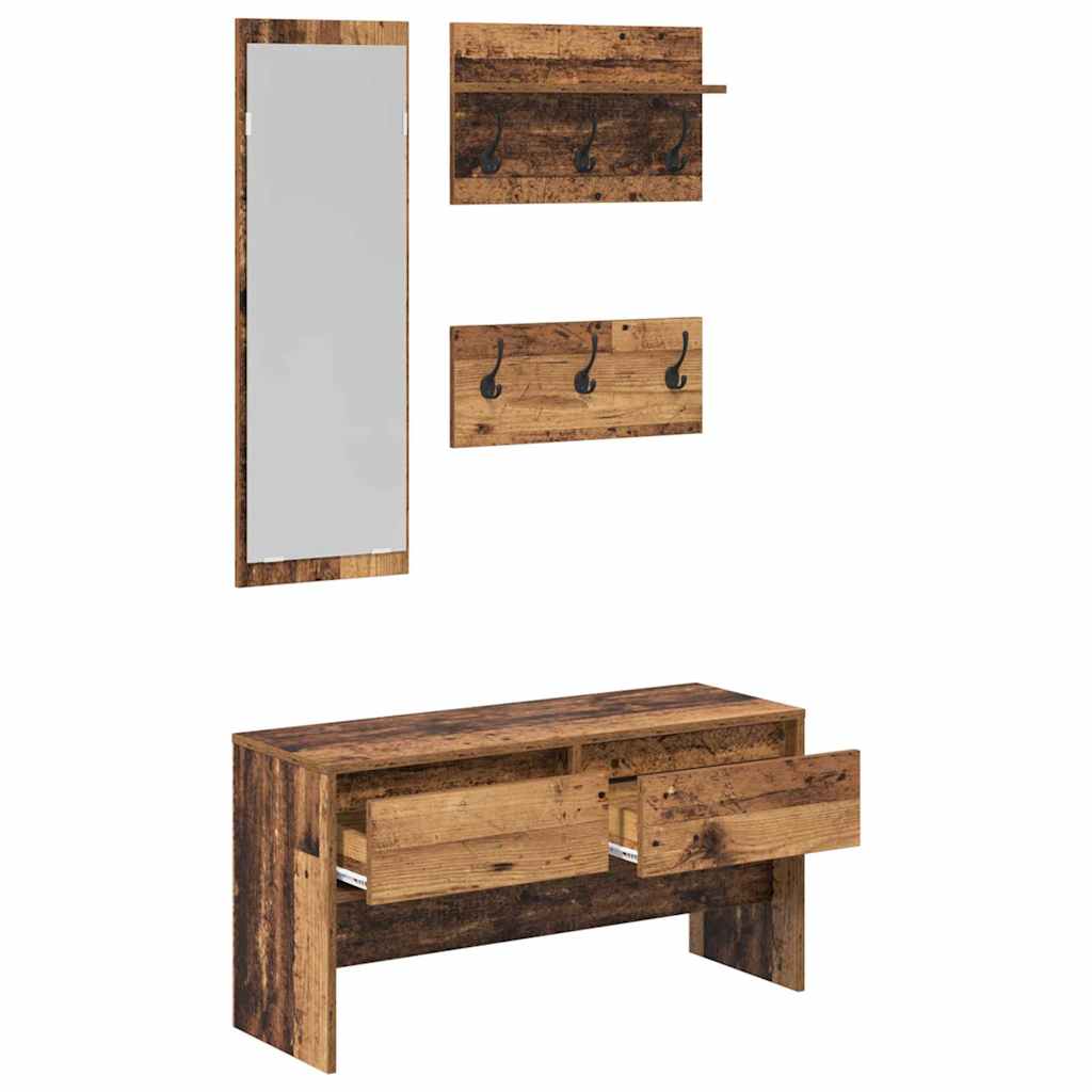 Set namještaja za predsoblje 4 pcs Staro drvo Konstruirano drvo