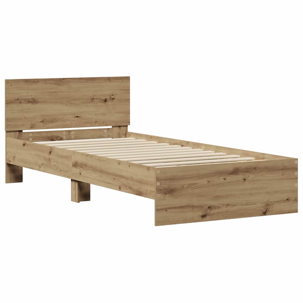 Krevetna konstrukcija s uzglavljem Umjetnički hrast 90 x 200 cm