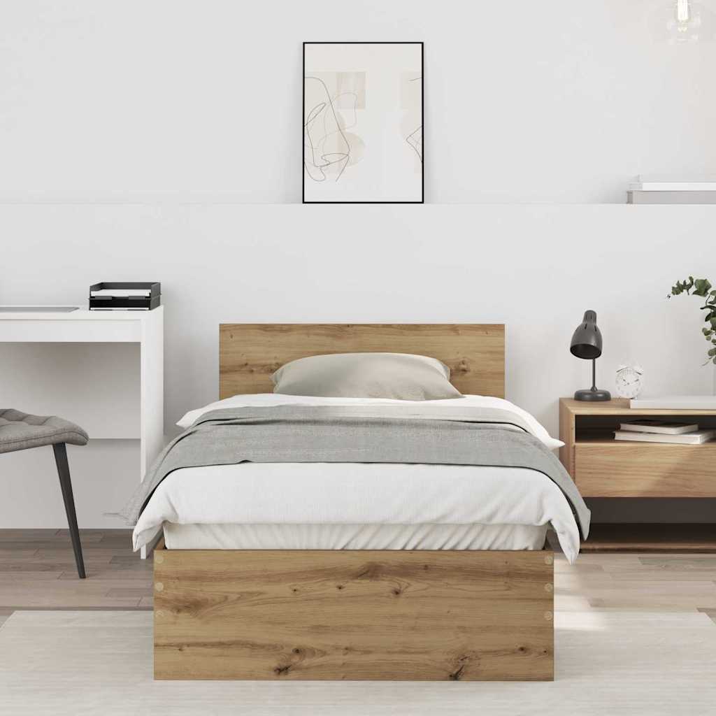 Krevetna konstrukcija s uzglavljem Umjetnički hrast 75 x 190 cm