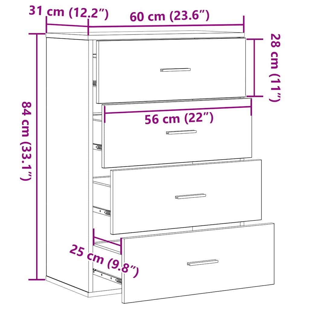 Kreveta s ladicama Crni hrast 60 x 31 x 84 cm Konstruirano drvo