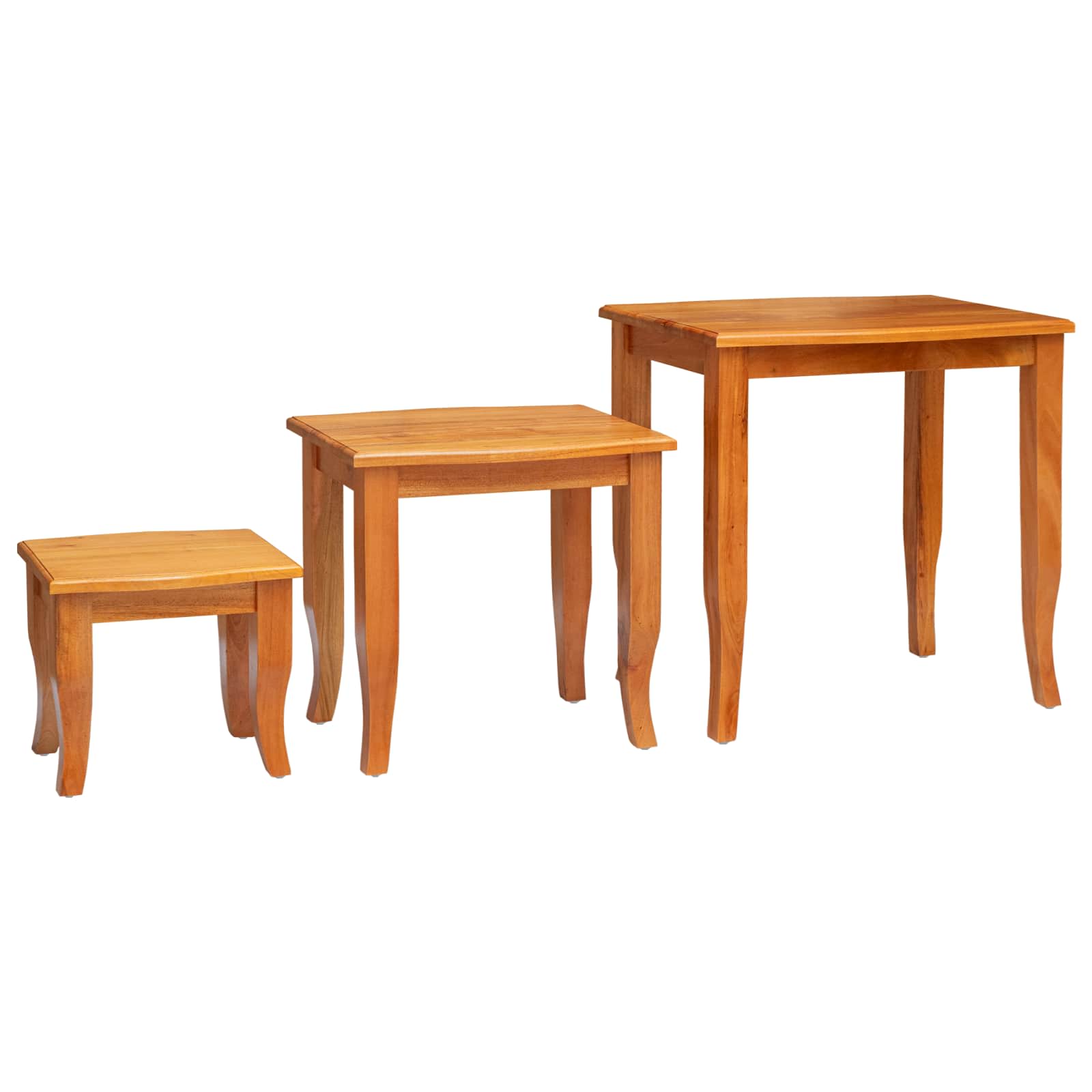 Nesting bočni stolovi 3 pcs Prirodna Čvrsto mahagonijsko drvo