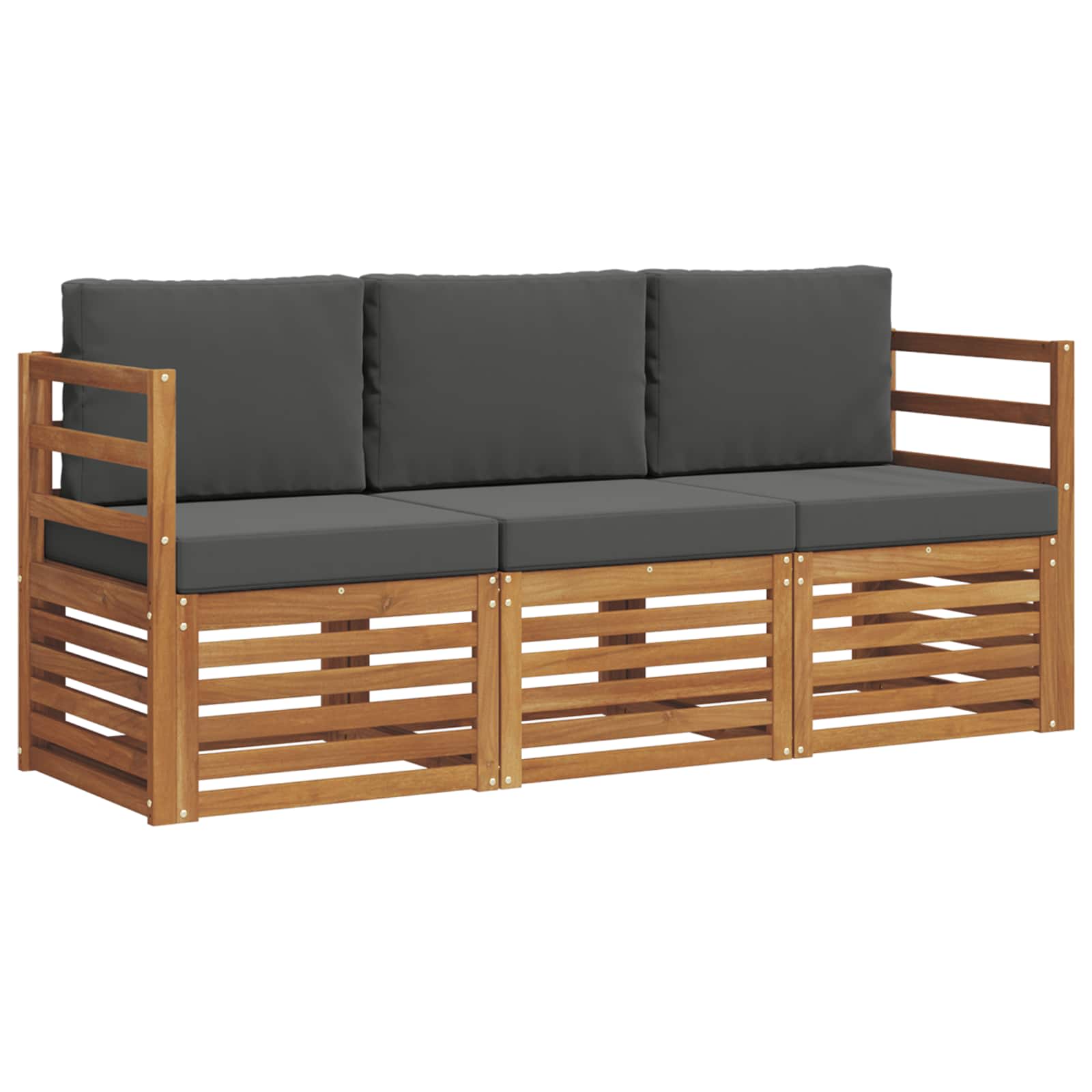 Setovi sofa 3 pcs Prirodna i antracit Čvrsto drvo akacije