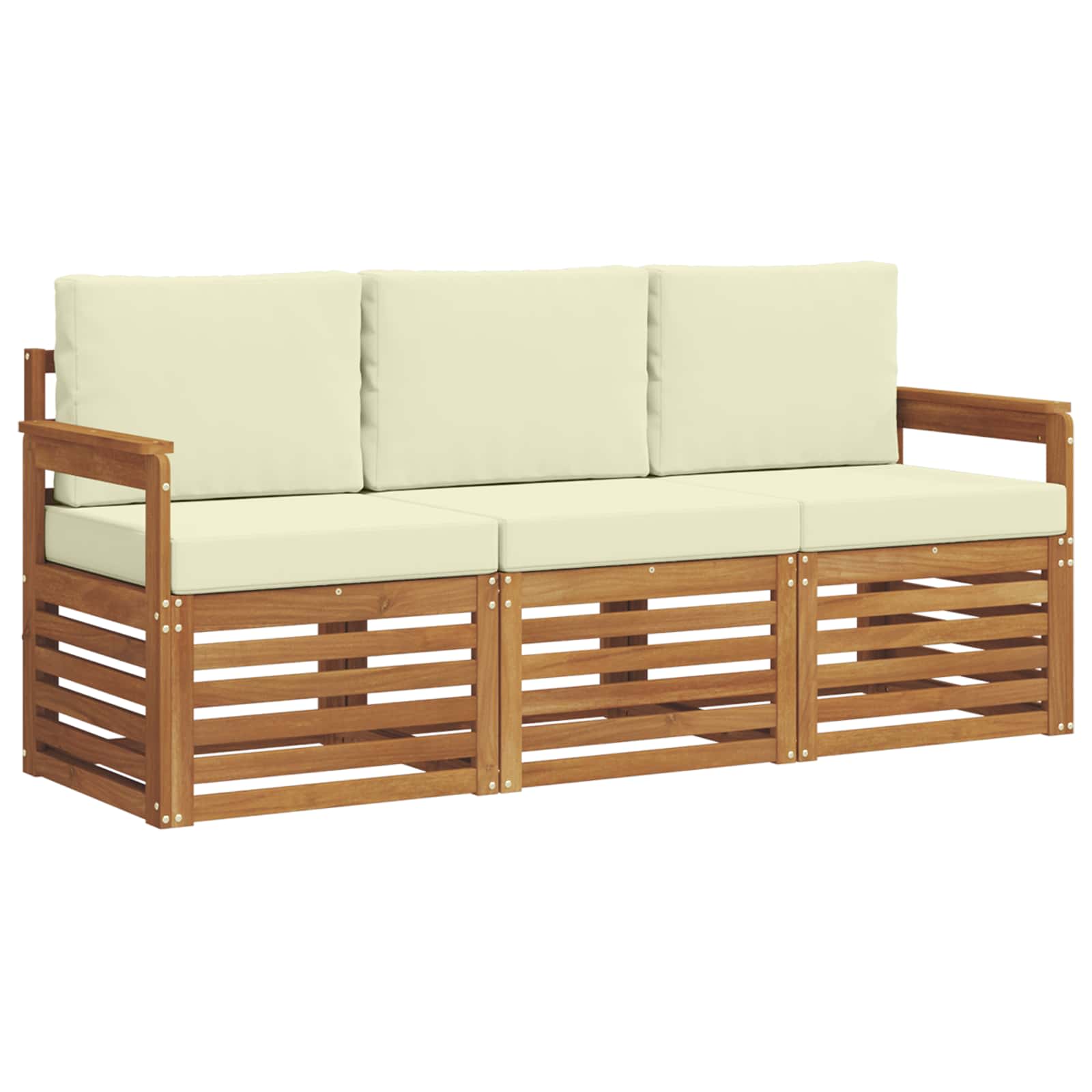 Setovi sofa 3 pcs Prirodna i krem Čvrsto drvo akacije