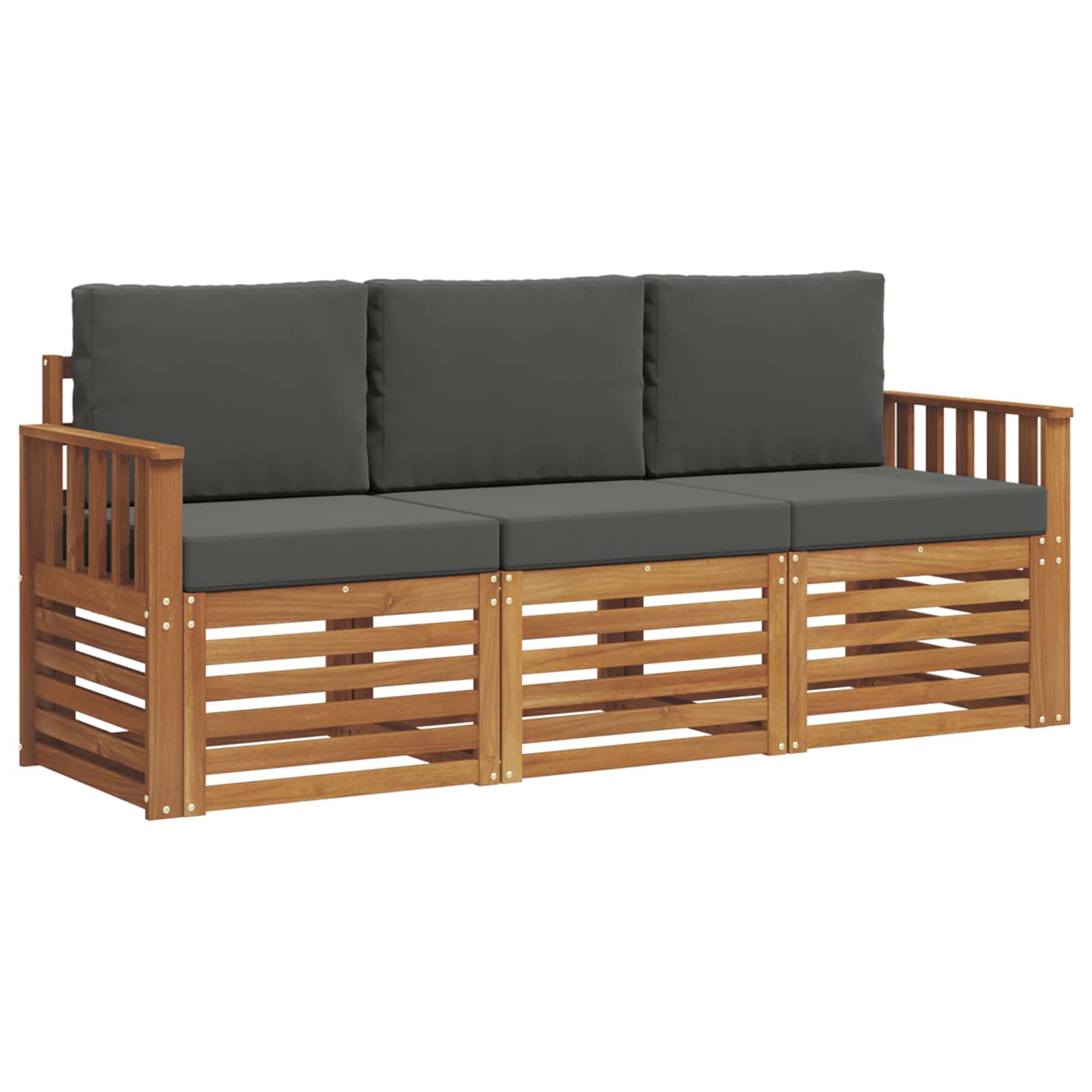 Setovi sofa 3 pcs Prirodna i antracit Čvrsto drvo akacije