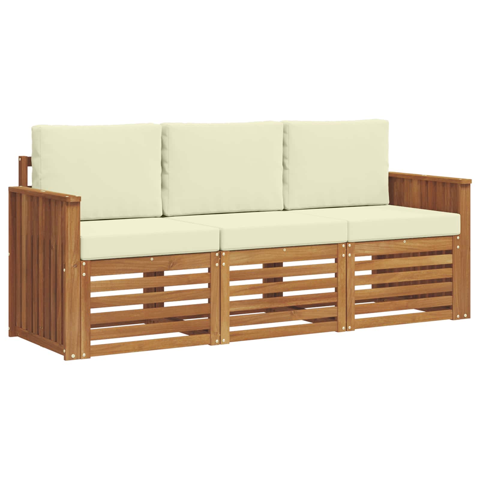 Setovi sofa 3 pcs Prirodna i krem Čvrsto drvo akacije