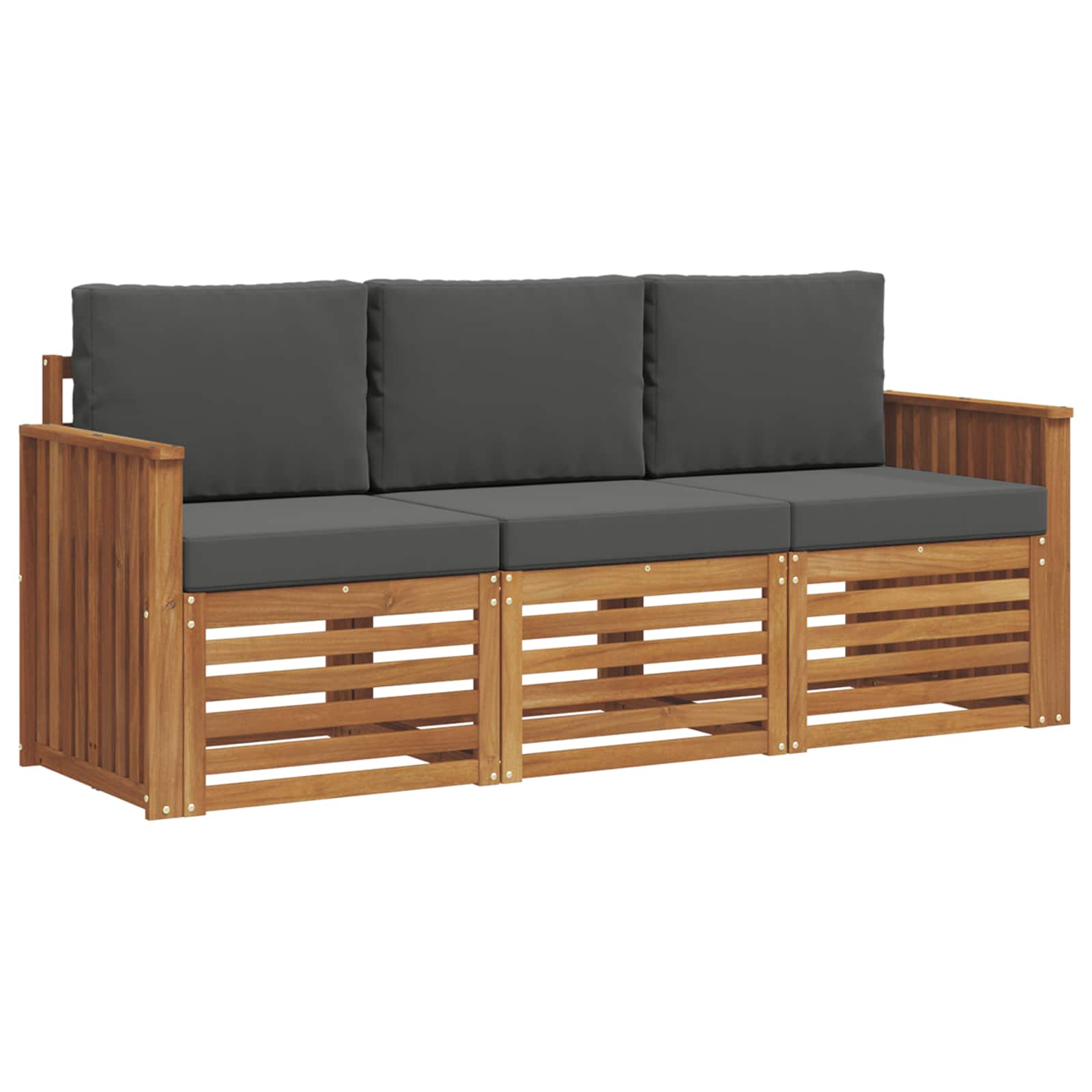 Setovi sofa 3 pcs Prirodna i antracit Čvrsto drvo akacije