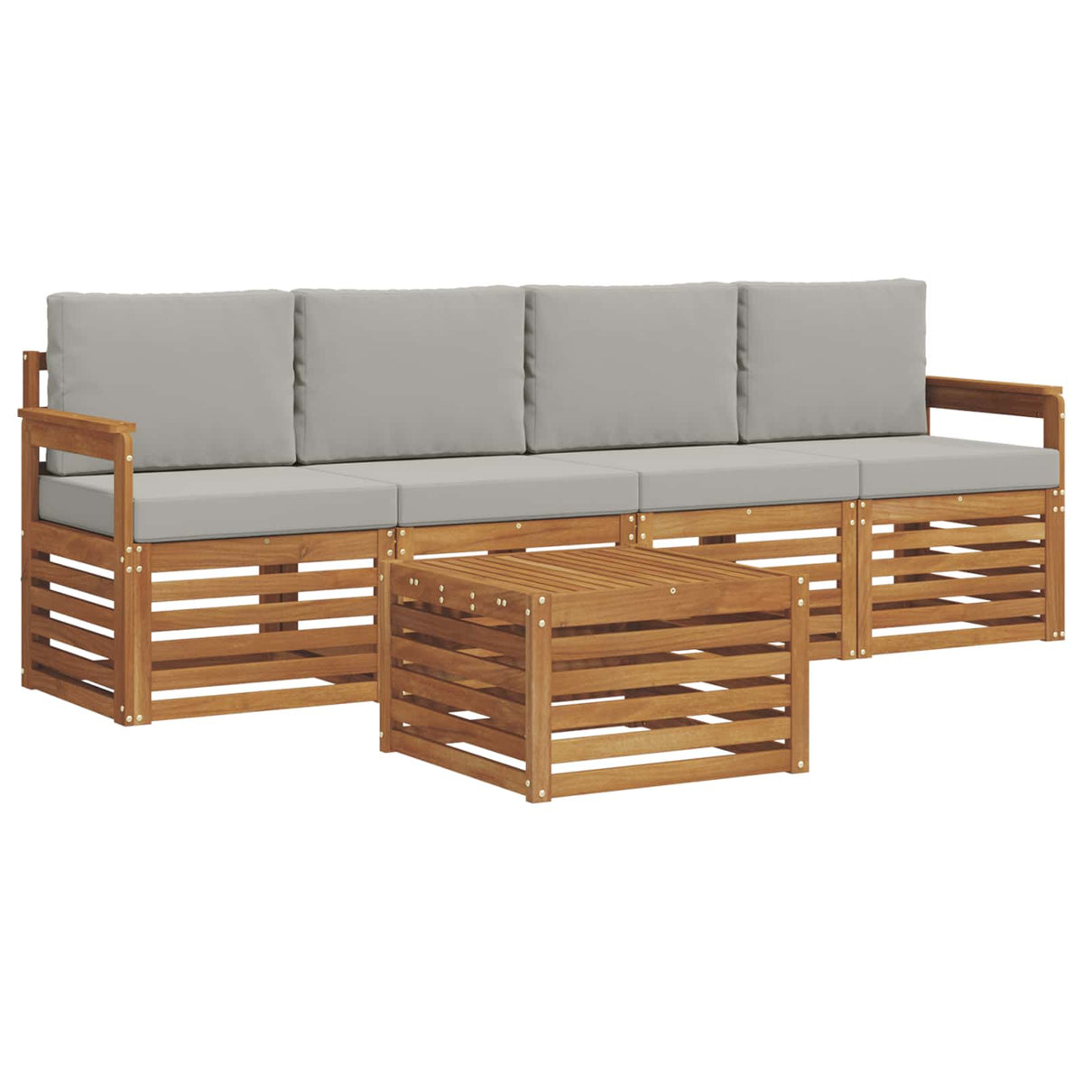 Set vanjskih sofa 5 kom. Prirodna i svijetlo siva 59 x 59 x 37 cm