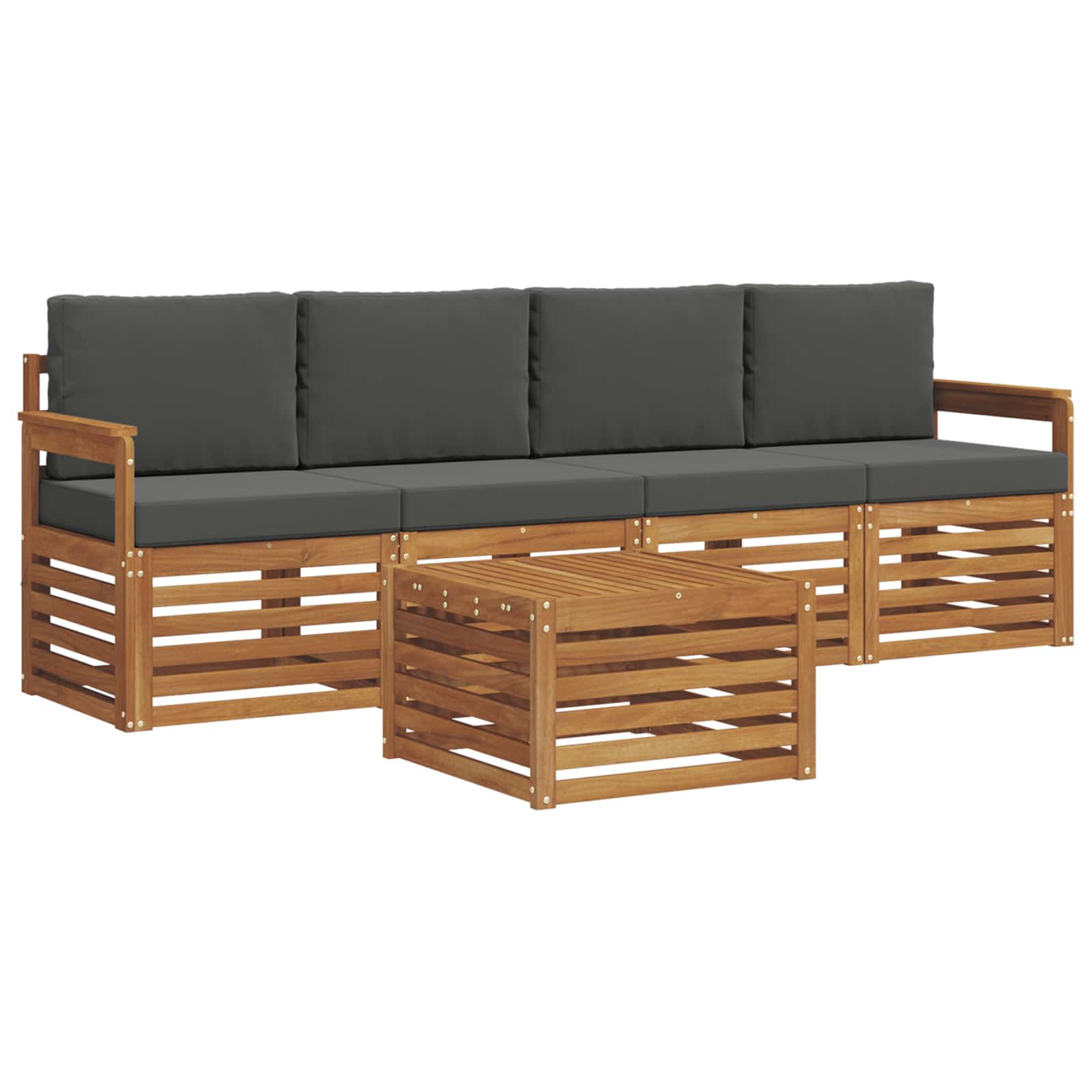 Set vanjskih sofa 5 pcs Prirodna i antracit Čvrsto drvo akacije