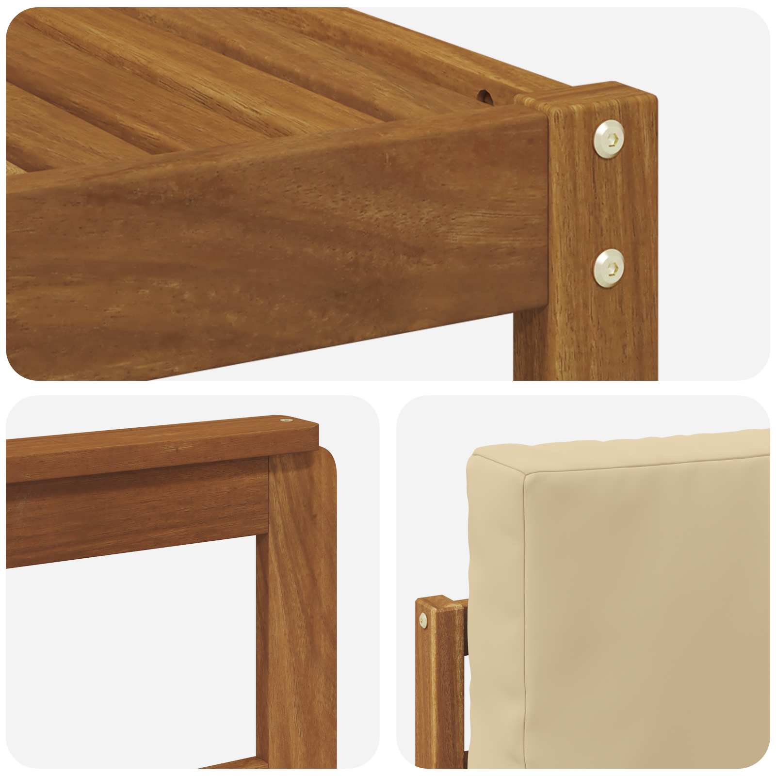 Set vanjskih sofa 5 pcs Prirodna i bež Čvrsto drvo akacije