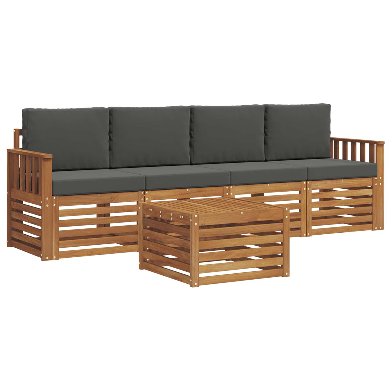 Set vanjskih sofa 5 pcs Prirodna i antracit Čvrsto drvo akacije