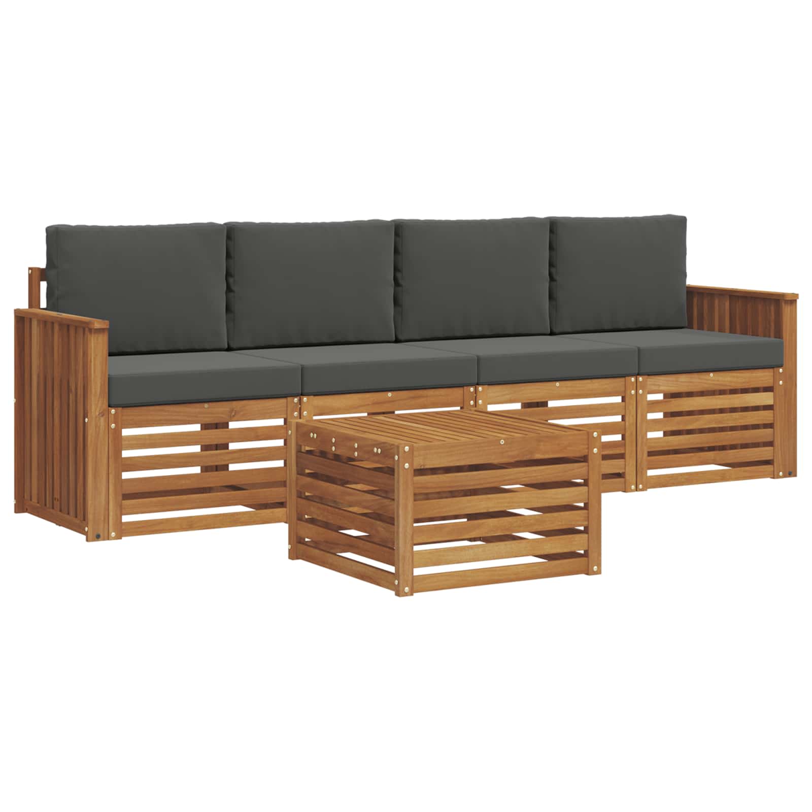 Set vanjskih sofa 5 pcs Prirodna i antracit Čvrsto drvo akacije