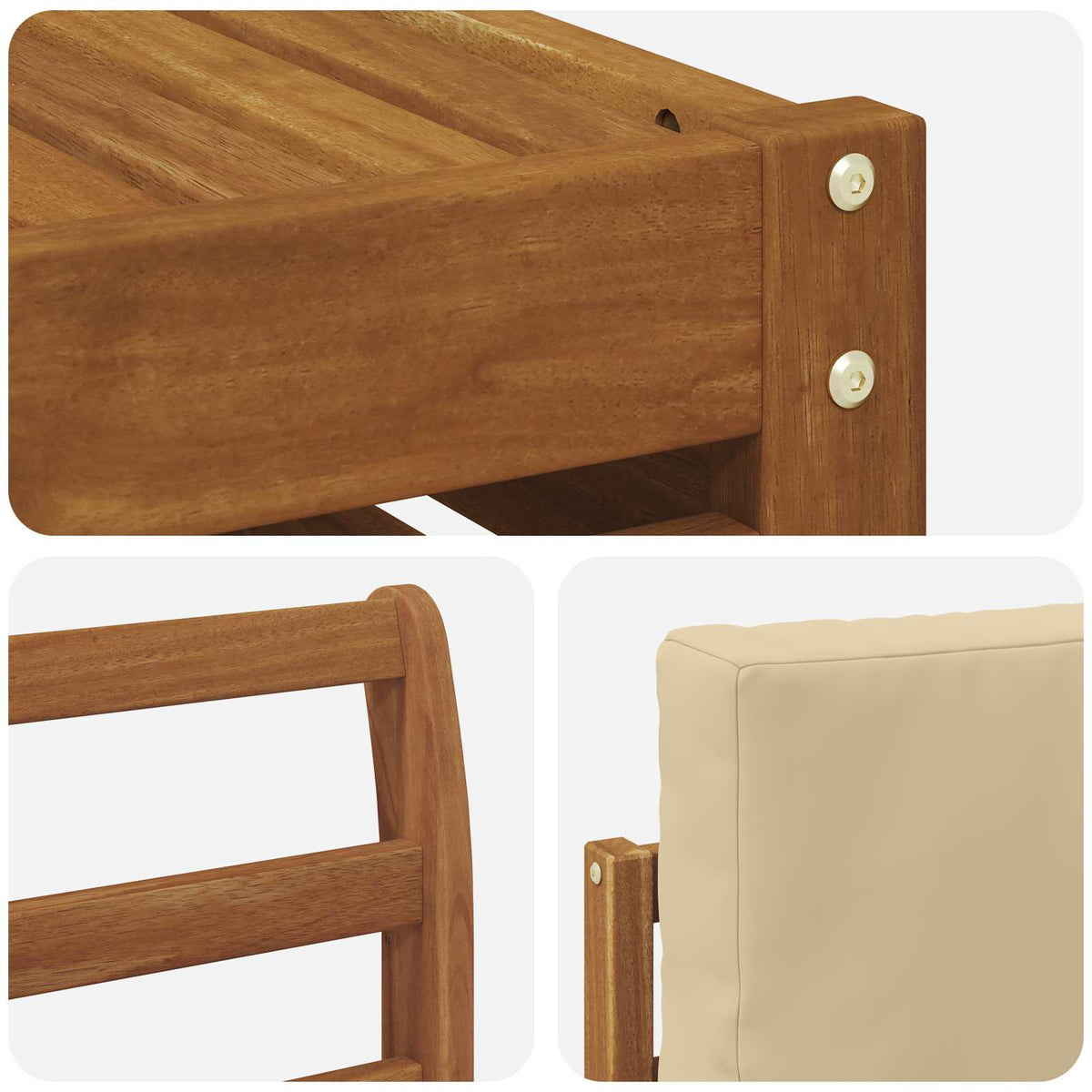 Set vanjskih sofa 5 kom. Prirodna i bež Čvrsto drvo akacije