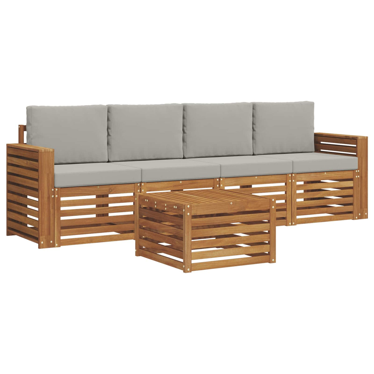 Set vanjskih sofa 5 kom. Prirodna i svijetlo siva
