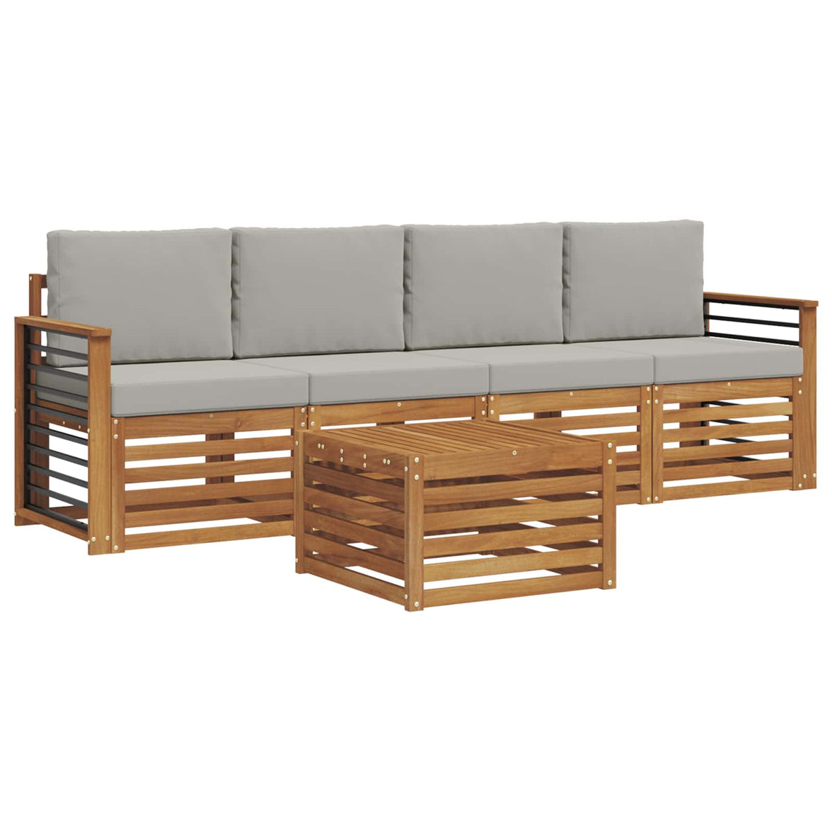 Set vanjskih sofa 5 kom. Prirodna i svijetlo siva