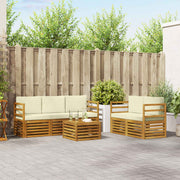 Set vanjskih sofa 6 kom. Prirodna i krem Čvrsto drvo akacije