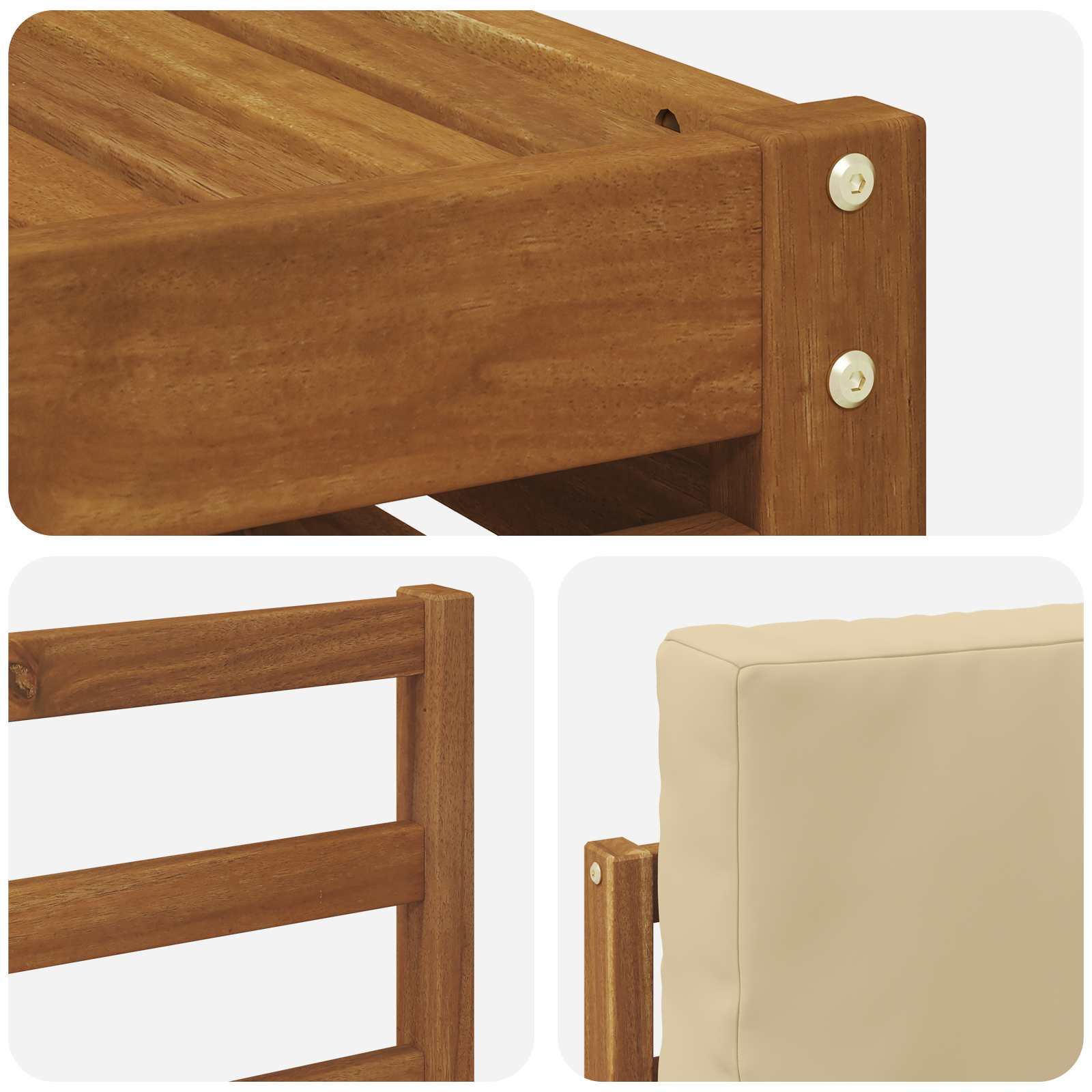 Setovi sofa s jastukom 6 pcs Prirodna i bež Čvrsto drvo akacije