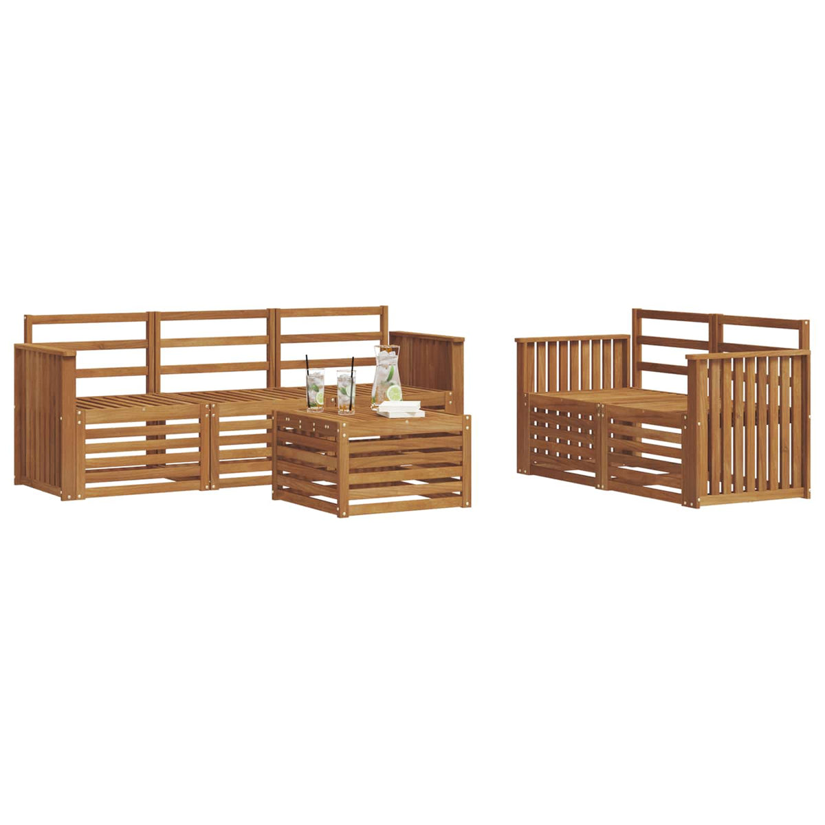Set vanjskih sofa 6 kom. Prirodna Čvrsto drvo akacije