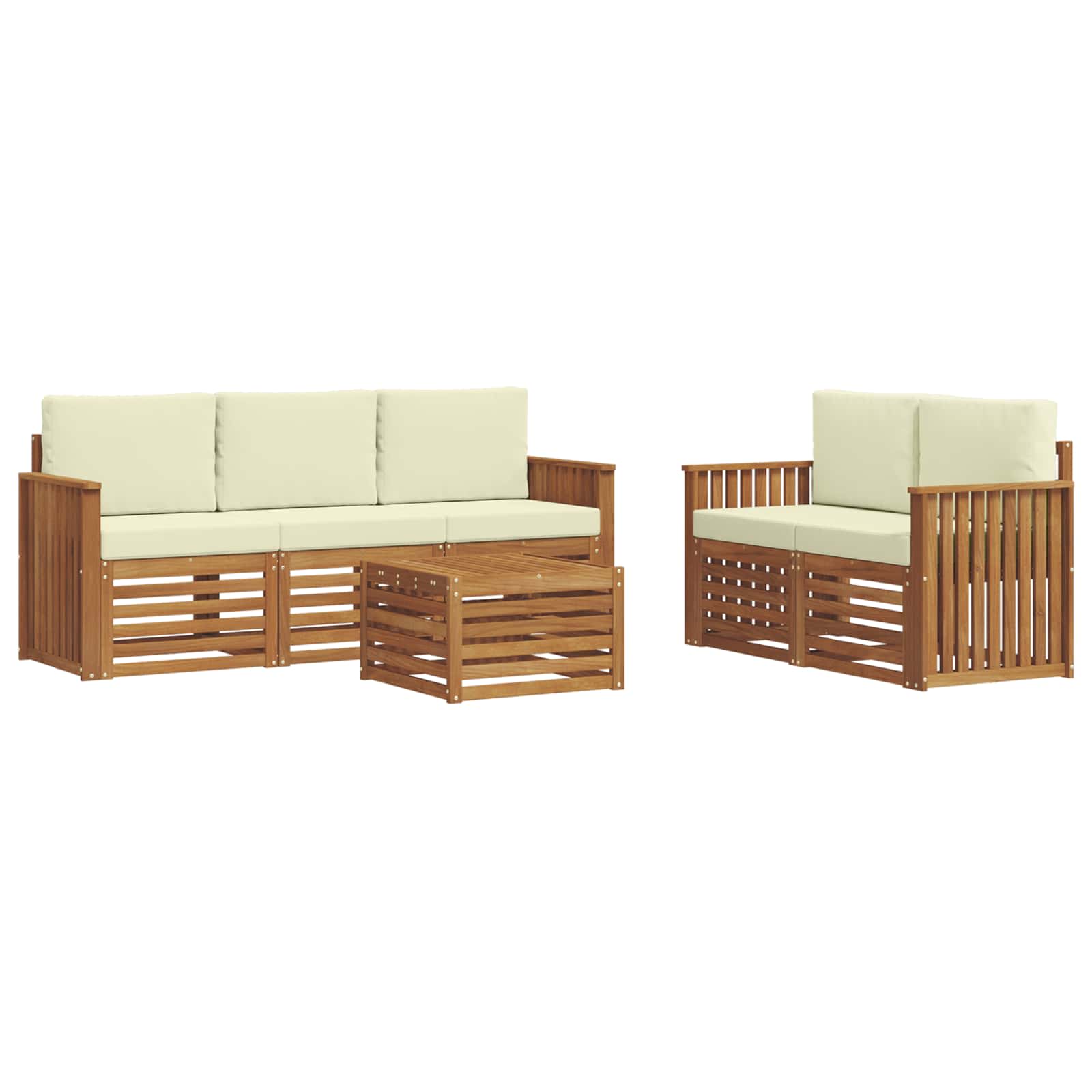 Setovi sofa 6 pcs Prirodna i krem Čvrsto drvo akacije