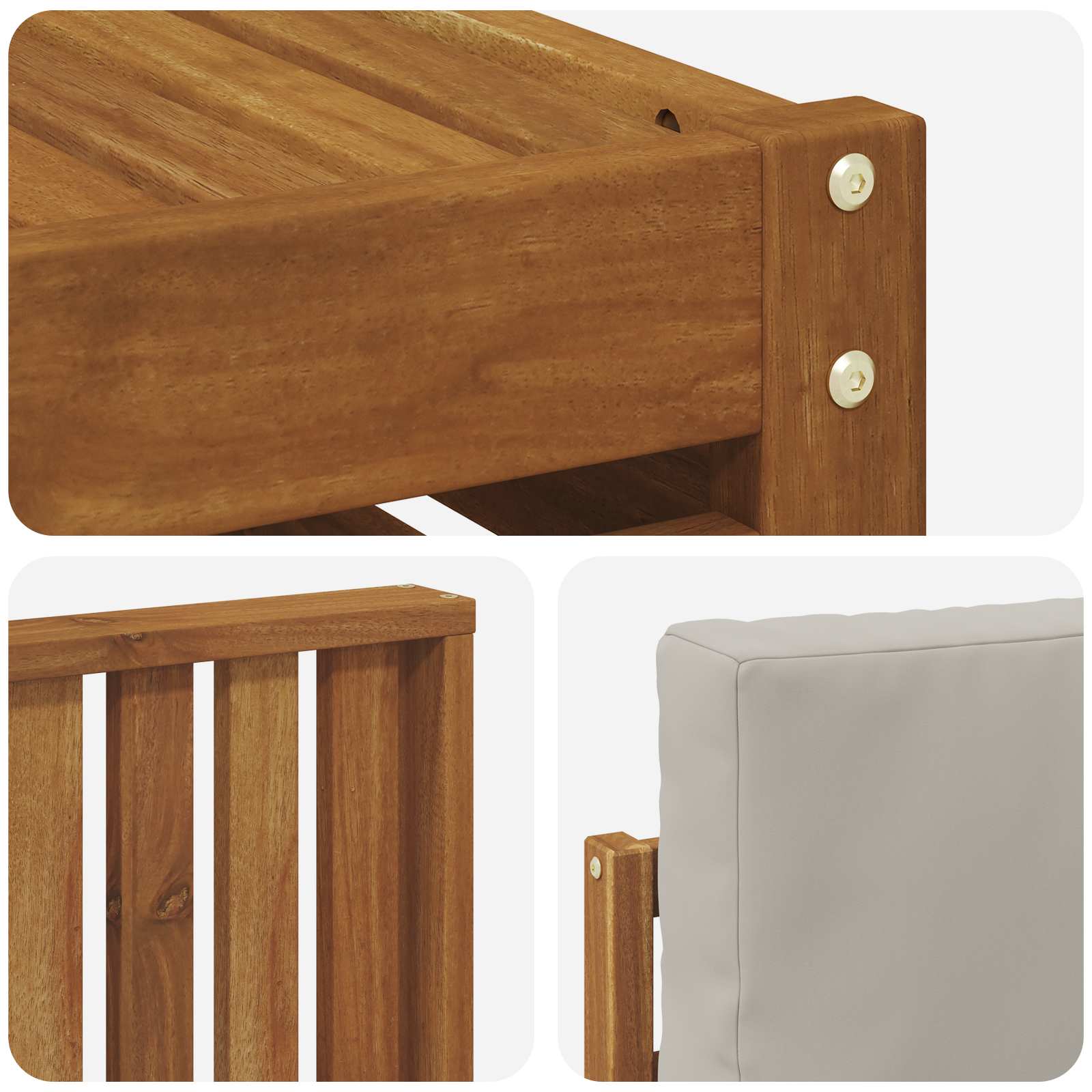 Setovi sofa 6 pcs Prirodna i svijetlo siva Čvrsto drvo akacije