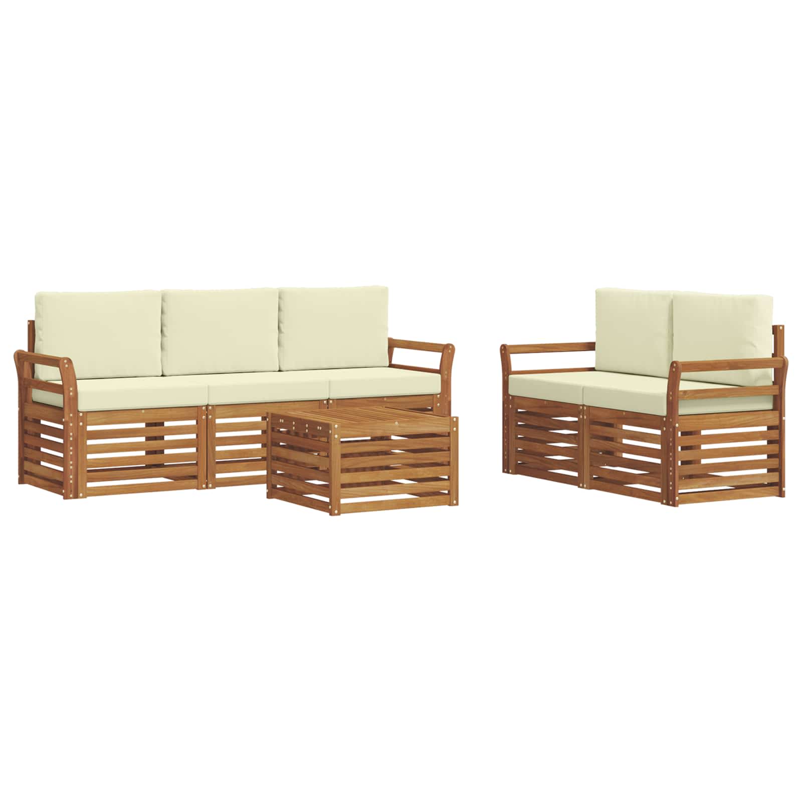 Setovi sofa 6 pcs Prirodna i krem Čvrsto drvo akacije