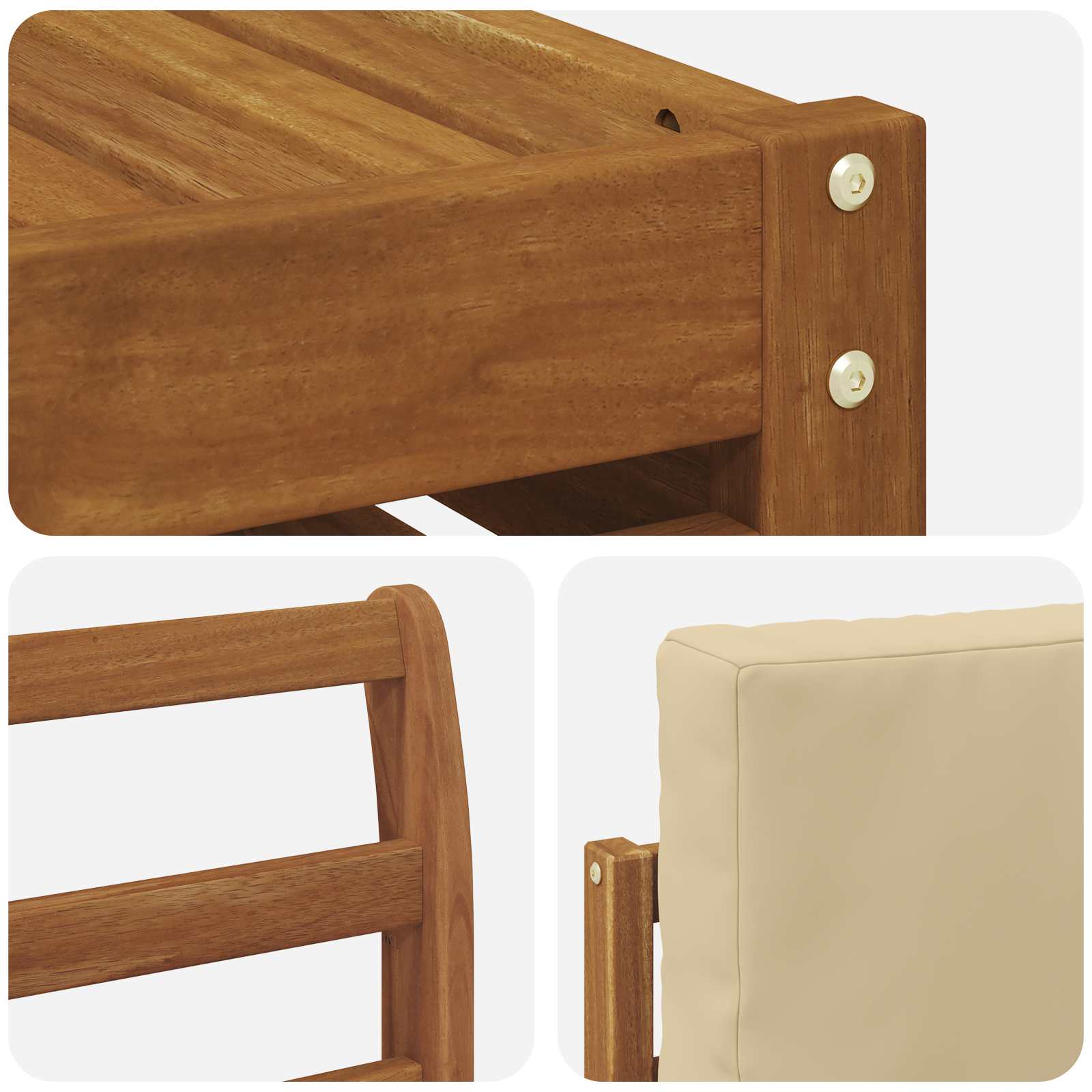 Setovi sofa s jastukom 6 pcs Prirodna i bež Čvrsto drvo akacije