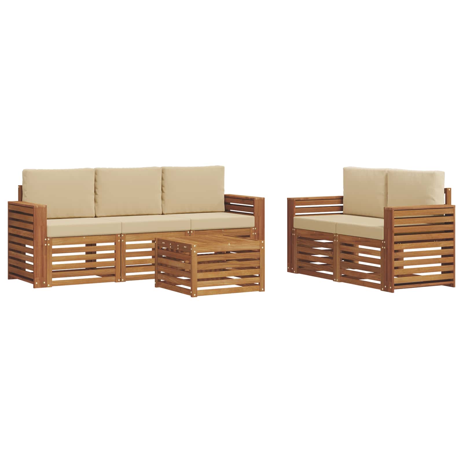 Setovi sofa s jastukom 6 pcs Prirodna i bež Čvrsto drvo akacije