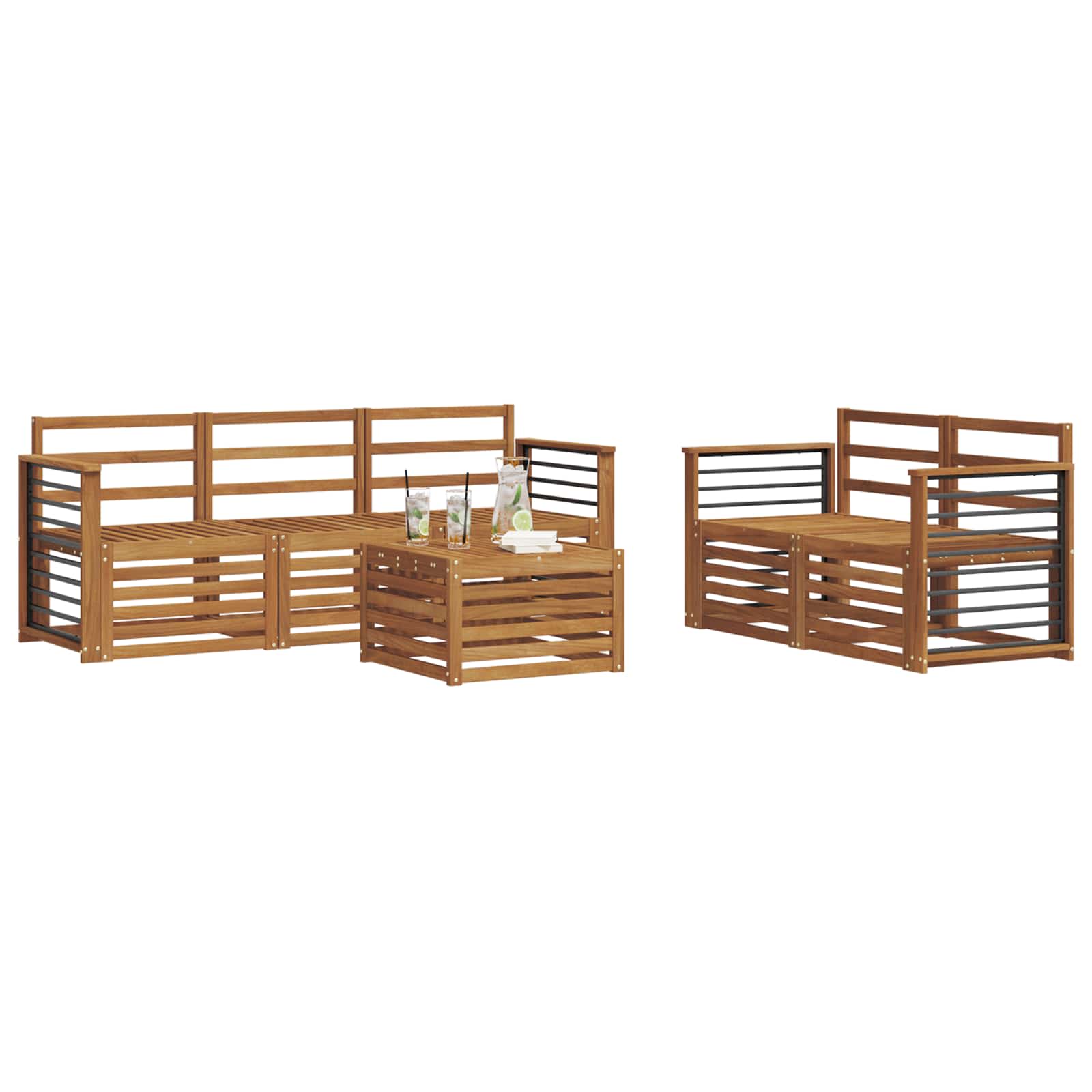 Setovi sofa 6 pcs Prirodna Čvrsto drvo akacije